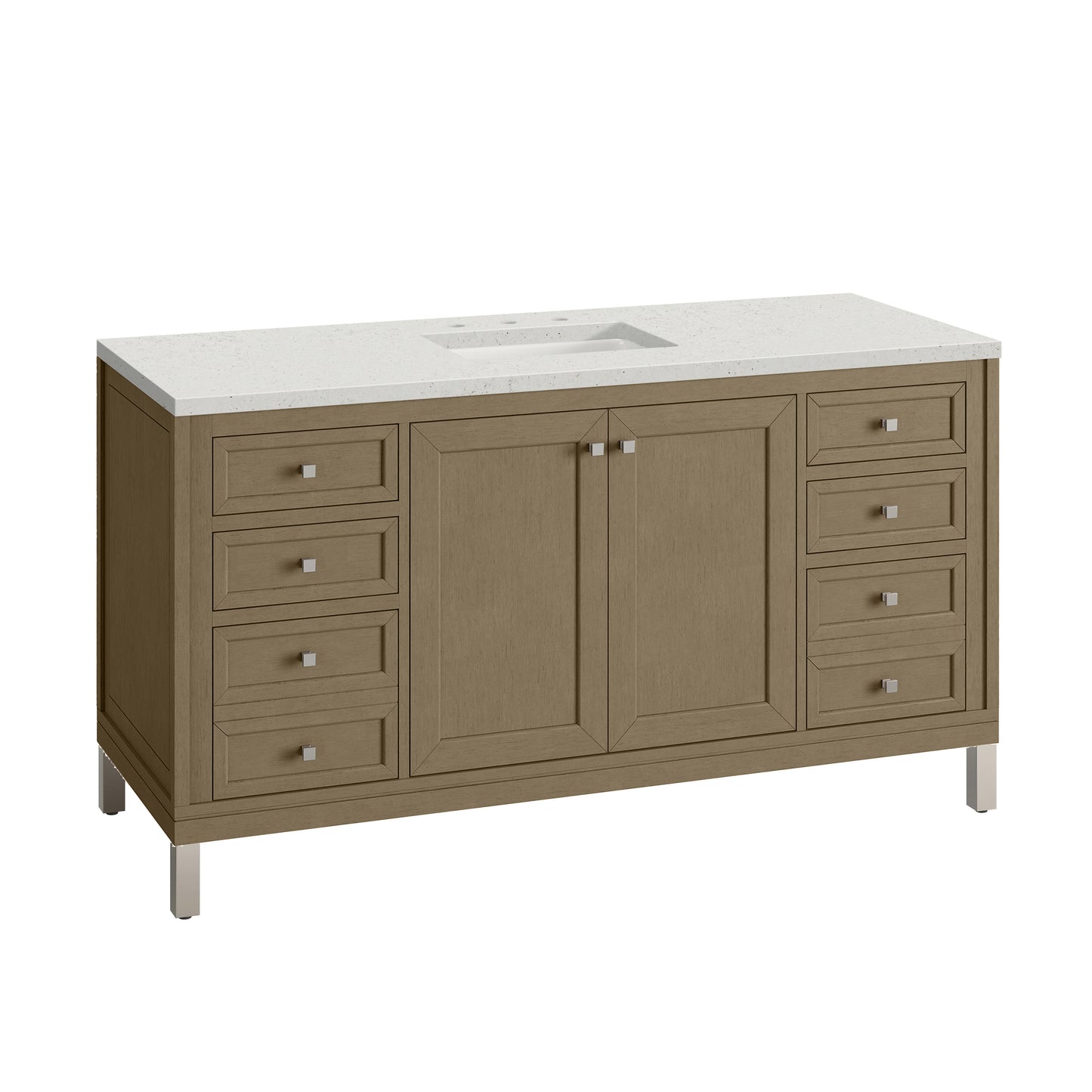 James Martin Vanities Chicago 60" Walnut Whisper Single Vanity With 3cm Lime Delight Silestone Top
