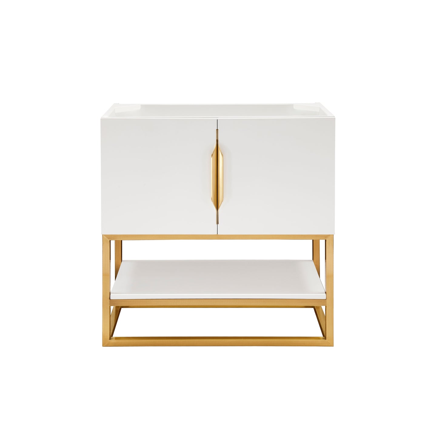 James Martin Vanities Columbia 31.5" Glossy White and Radiant Gold Single Vanity Cabinet