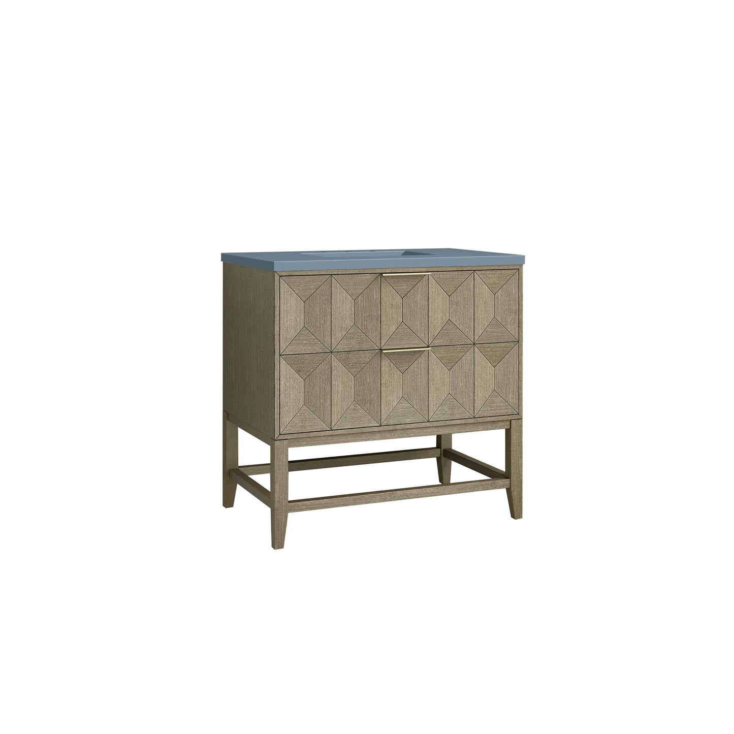 James Martin Vanities Emmeline 36" Pebble Oak Single Vanity With 3 cm Cala Blue Top