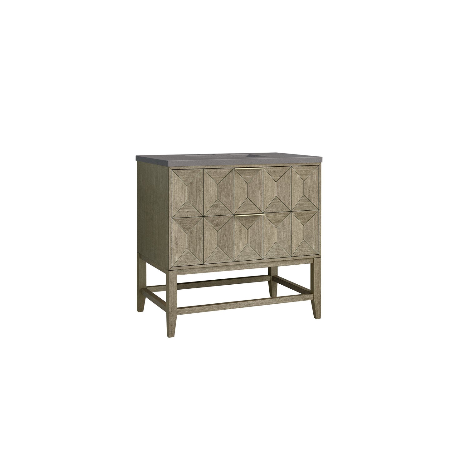 James Martin Vanities Emmeline 36" Pebble Oak Single Vanity With 3 cm Grey Expo Top