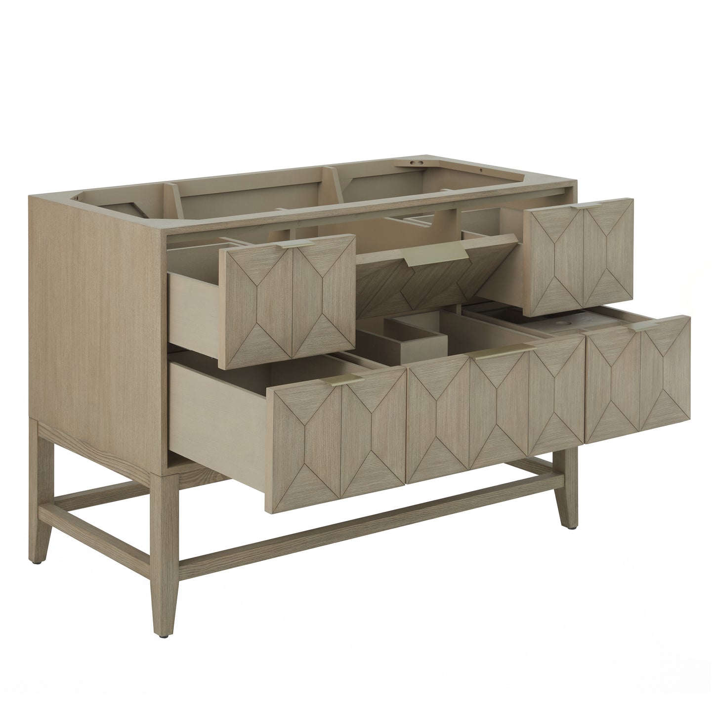 James Martin Vanities Emmeline 48" Pebble Oak Single Vanity With 3cm Eternal Jasmine Pearl Silestone Top With FreePower Wireless Charger