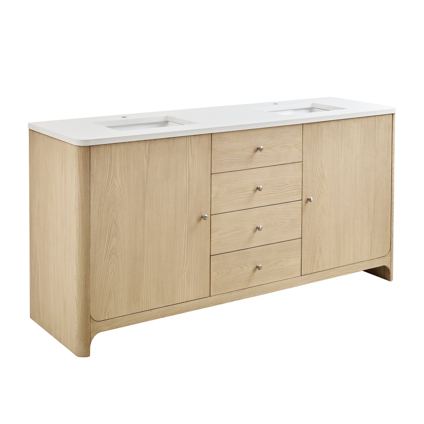 James Martin Vanities Gracyn 72" Coastal Driftwood Double Vanity With 3cm White Zeus Quartz Top
