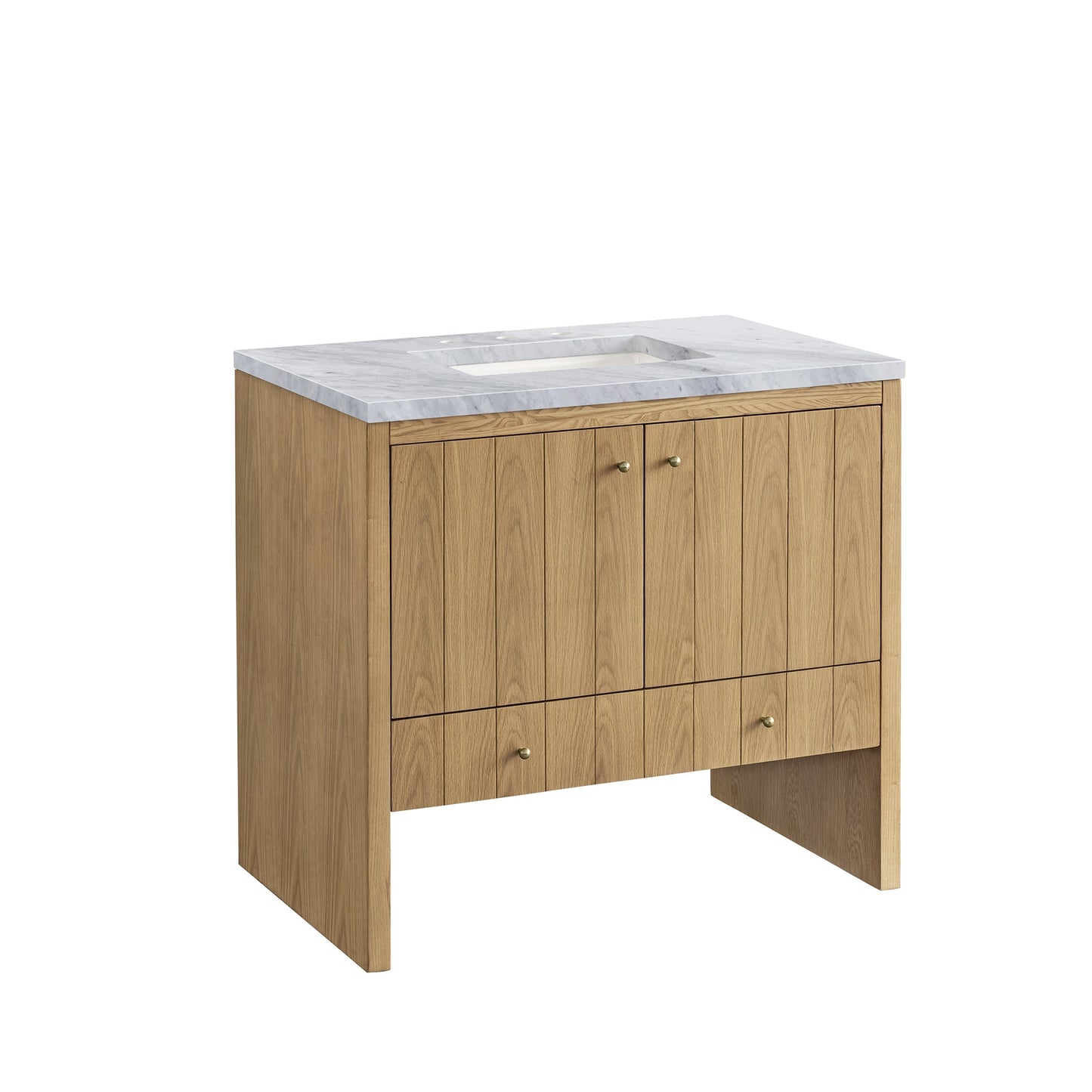 James Martin Vanities Hudson 36" Light Natural Oak Single Vanity With 3cm Carrara Marble Top