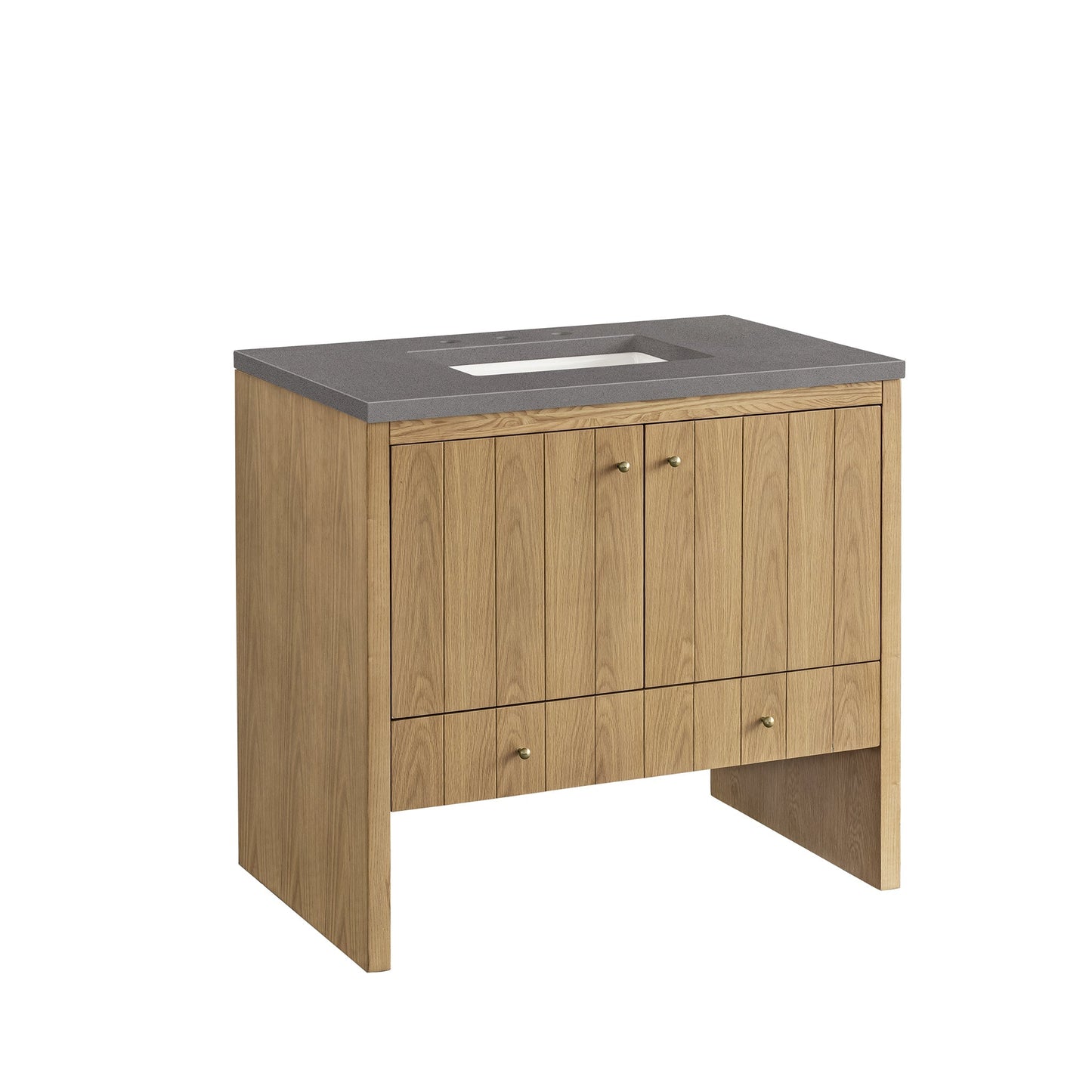 James Martin Vanities Hudson 36" Light Natural Oak Single Vanity With 3cm Grey Expo Top