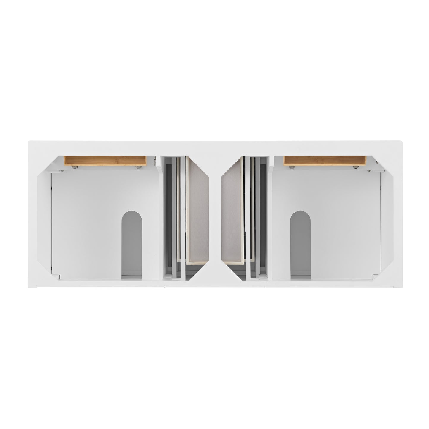 James Martin Vanities Lorelai 60" Bright White Double Vanity With 3 cm Parisien Bleu Silestone Top and FreePower Wireless Charger