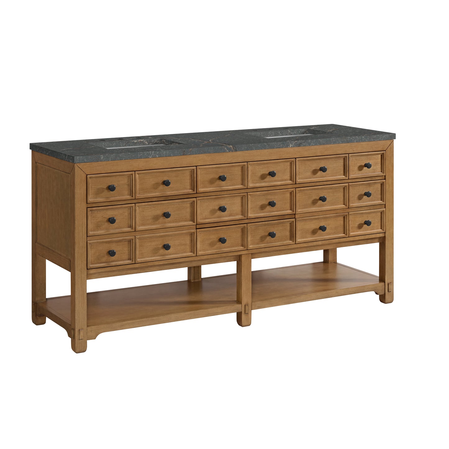 James Martin Vanities Malibu 72" Amber Birch Double Vanity With 3 cm Parisien Bleu Top