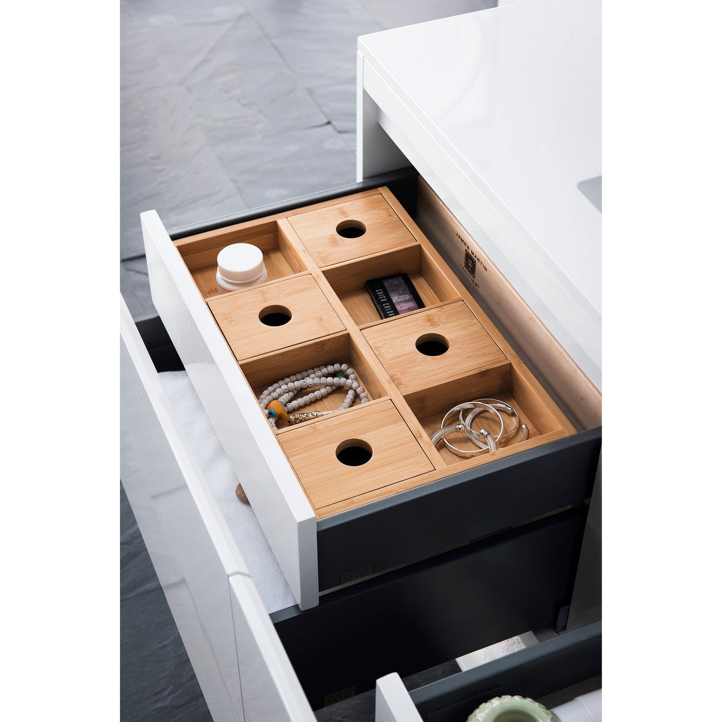 James Martin Vanities Milan 47.3" Glossy White Single Vanity Cabinet With Glossy White Composite Top