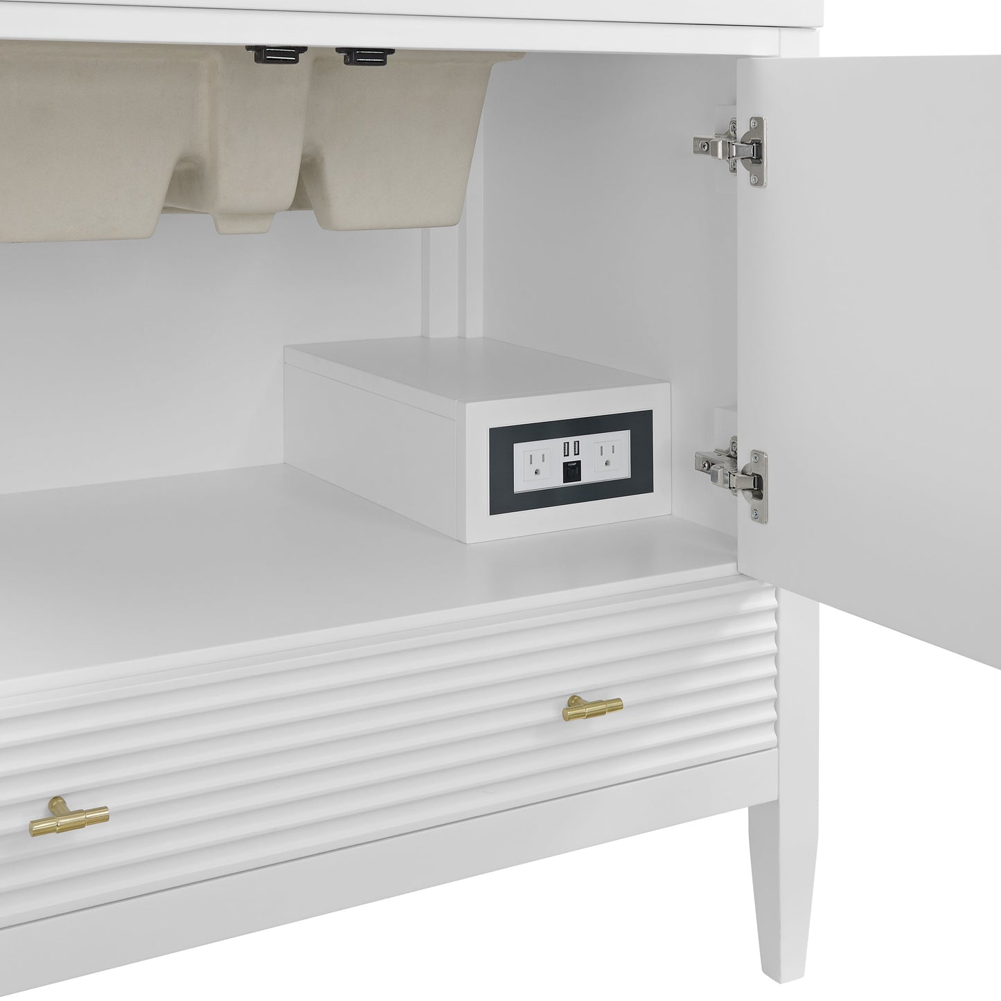 James Martin Vanities Myrrin 36" Bright White Vanity With 3 cm Eternal Jasmine Pearl Quartz Top