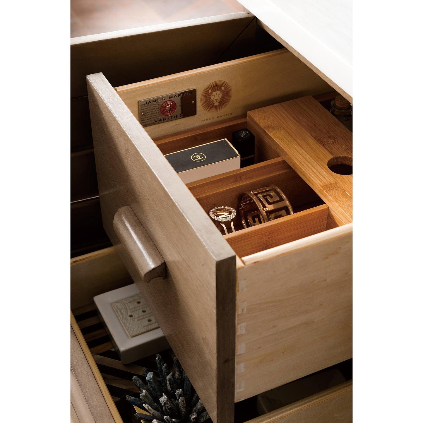 James Martin Vanities Portland 48" Whitewashed Walnut Single Vanity With 3cm Eternal Jasmine Pearl Quartz Top