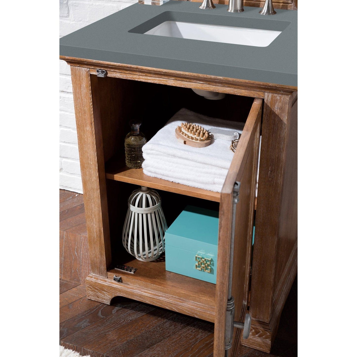 James Martin Vanities Providence 26" Driftwood Single Vanity Cabinet With 3cm Cala Blue Quartz Top