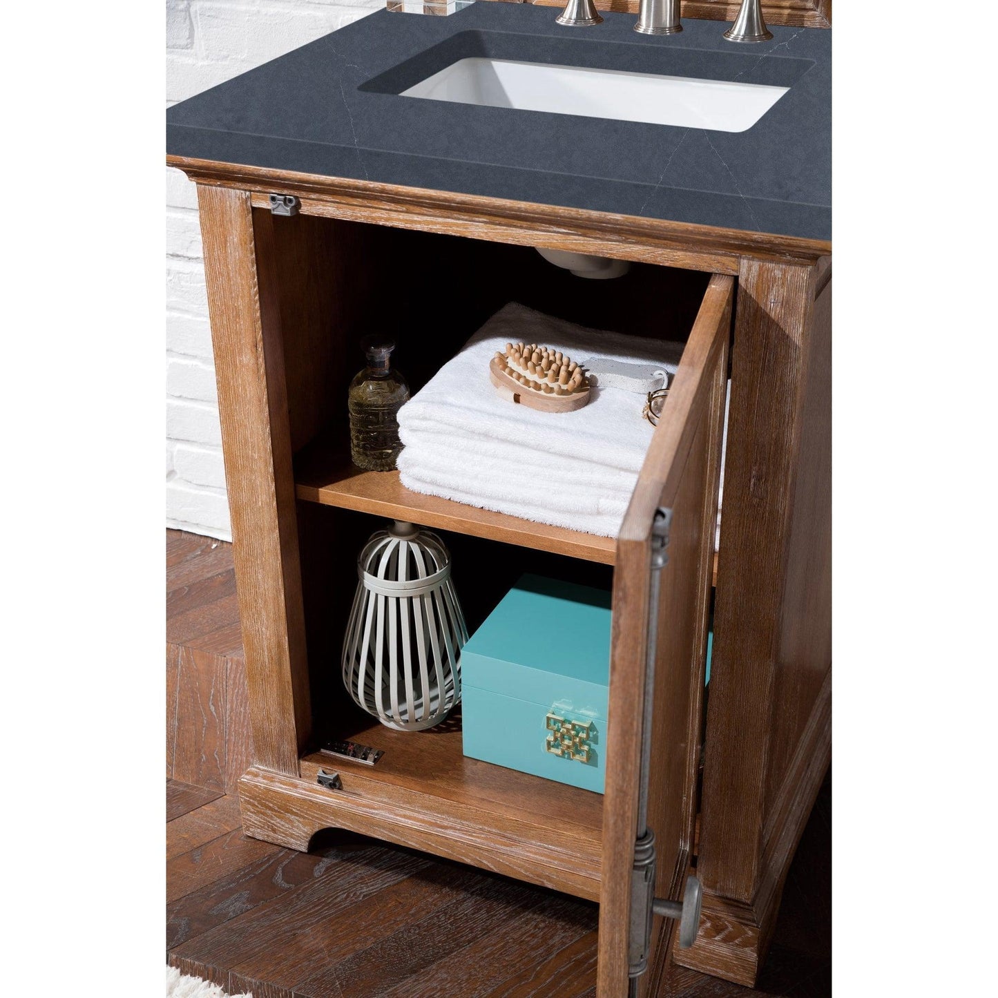 James Martin Vanities Providence 26" Driftwood Single Vanity Cabinet With 3cm Charcoal Soapstone Quartz Top