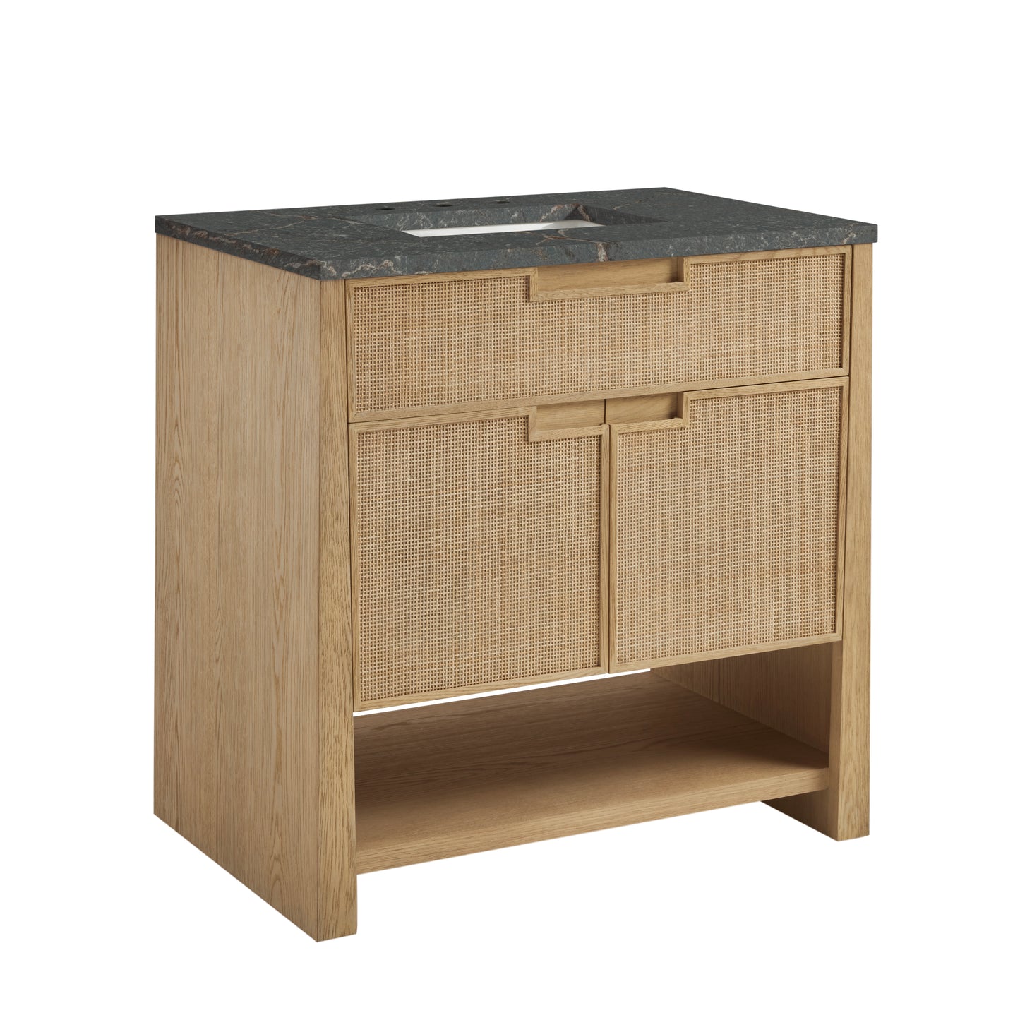 James Martin Vanities Solene 36" Seaside Oak Single Vanity With 3cm Parisien Bleu Quartz Top