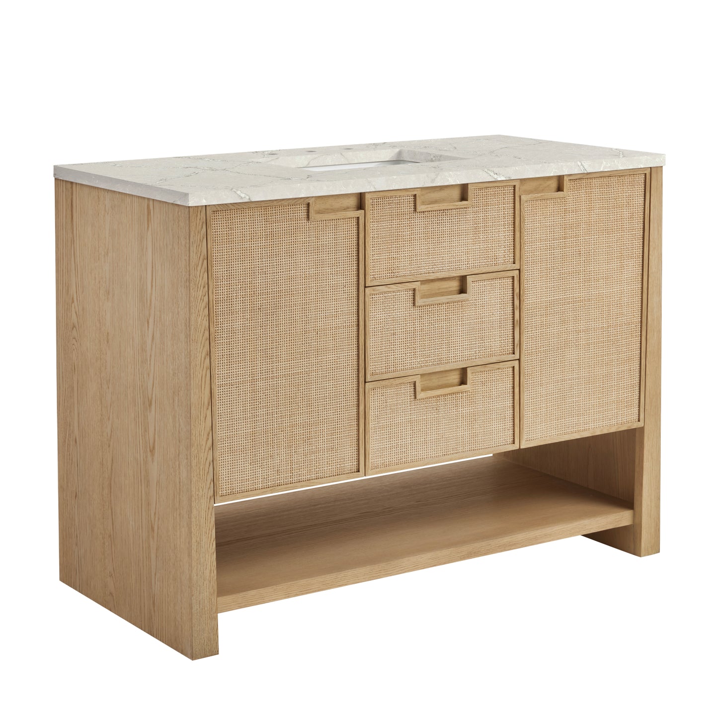 James Martin Vanities Solene 48" Seaside Oak Single Vanity With 3cm Victorian Silver Quartz Top