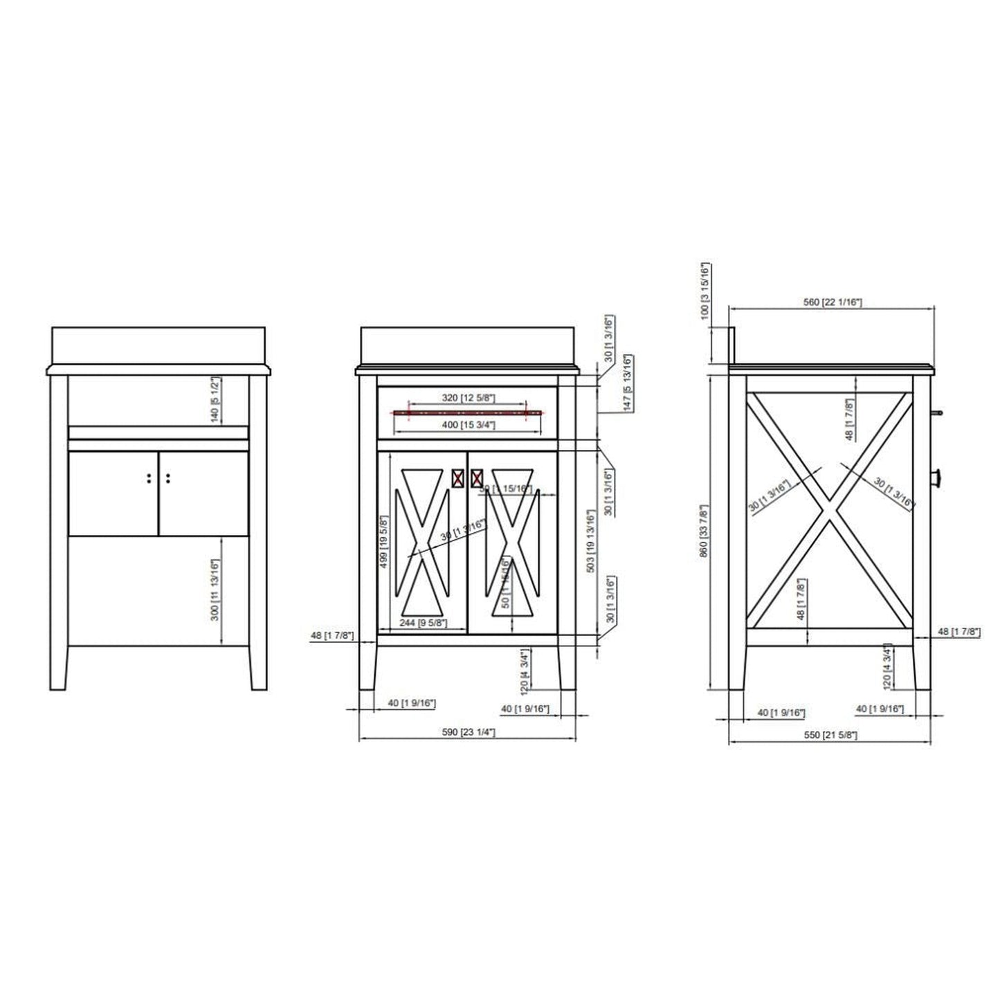 Laviva Wimbledon 24" Gray Freestanding Vanity Base
