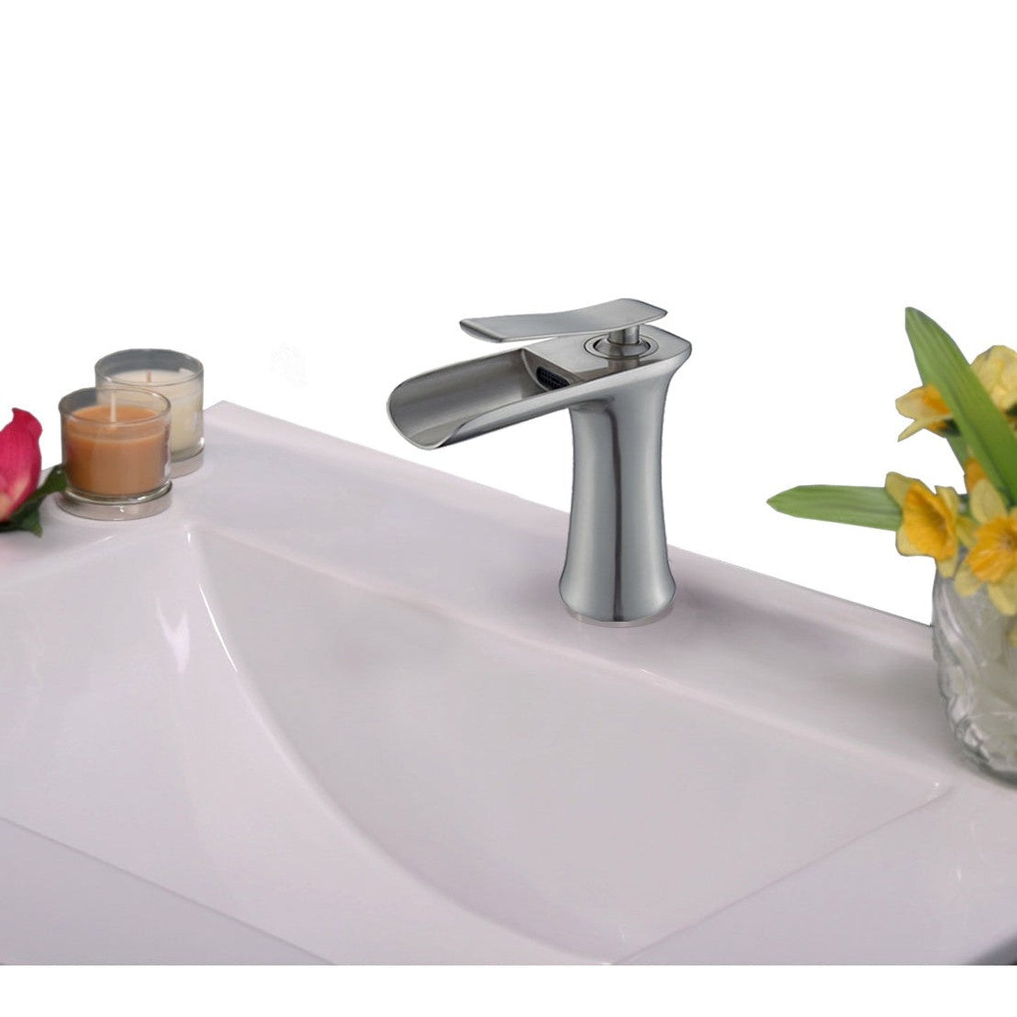 Legion Furniture 7" Brushed Nickel Brass Material Faucet With Pop-up Drain