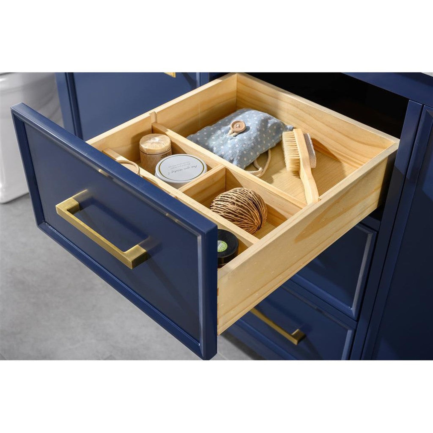 Legion Furniture WLF2154 54" Blue Freestanding Vanity With White Carrara Marble Top and Double White Ceramic Sink