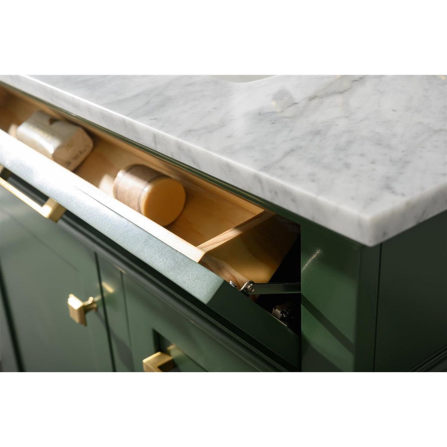 Legion Furniture WLF2236 36" Vogue Green Freestanding Vanity With White Carrara Marble Top and White Ceramic Sink