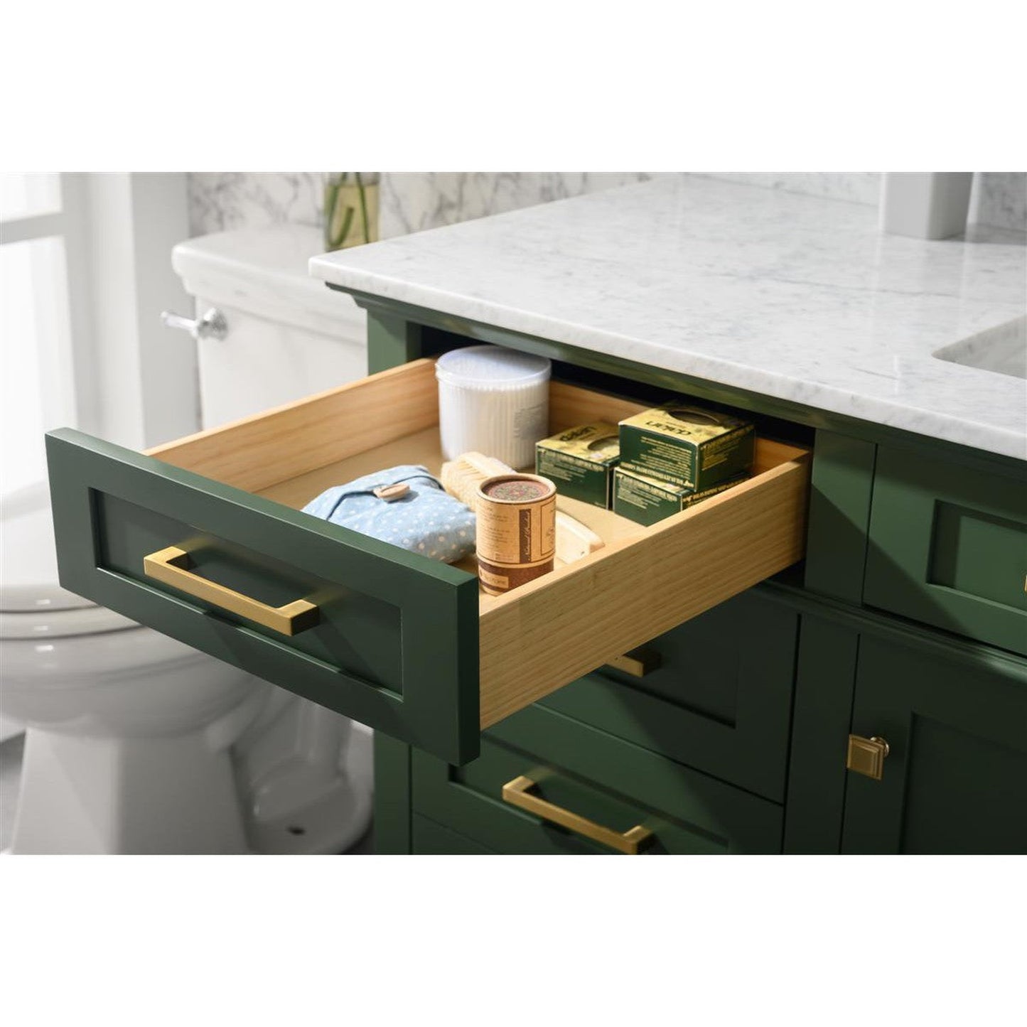 Legion Furniture WLF2260S 60" Vogue Green Freestanding Vanity With White Carrara Quartz Top and Single White Ceramic Sink
