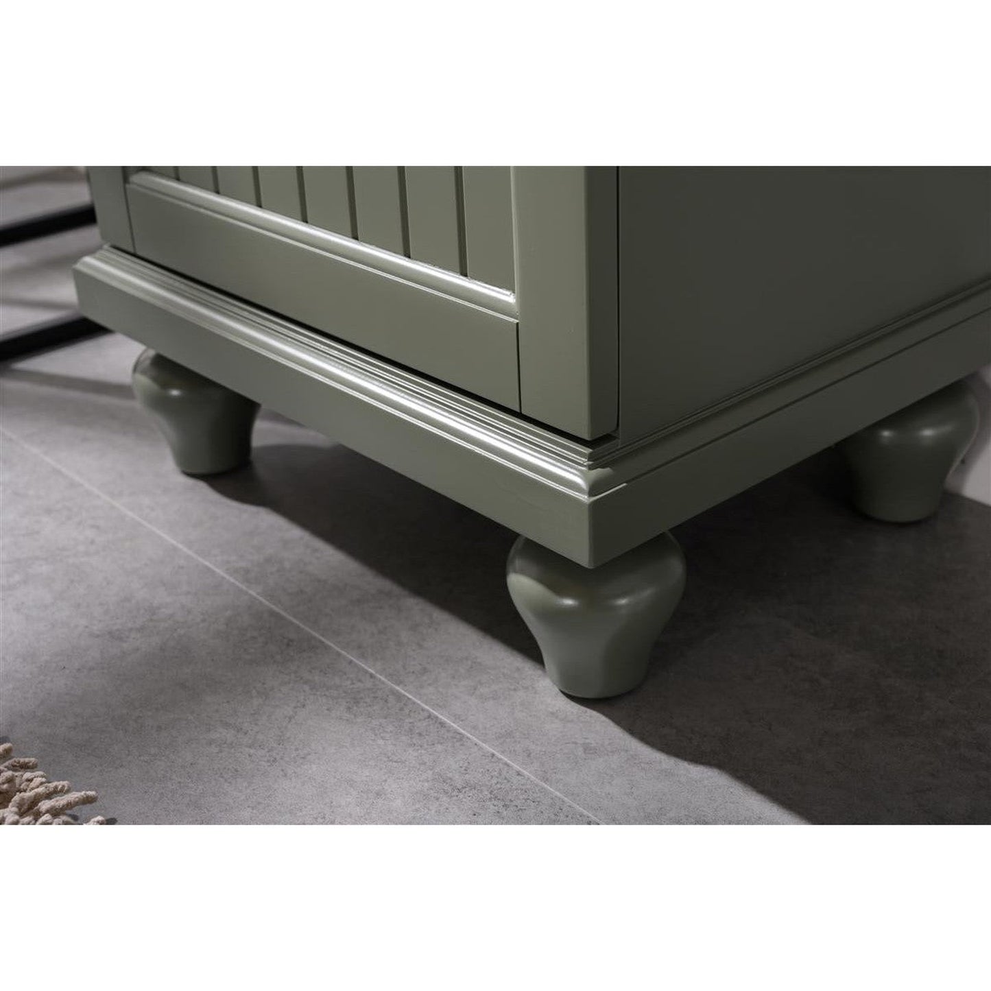 Legion Furniture WLF9318 18" Pewter Green Freestanding Vanity Cabinet With White Ceramic Top and Sink