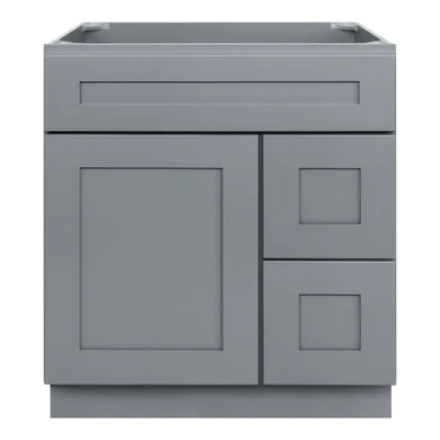LessCare 30" x 21" x 34 1/2" Colonial Gray Vanity Sink Base Cabinet with Right Drawers