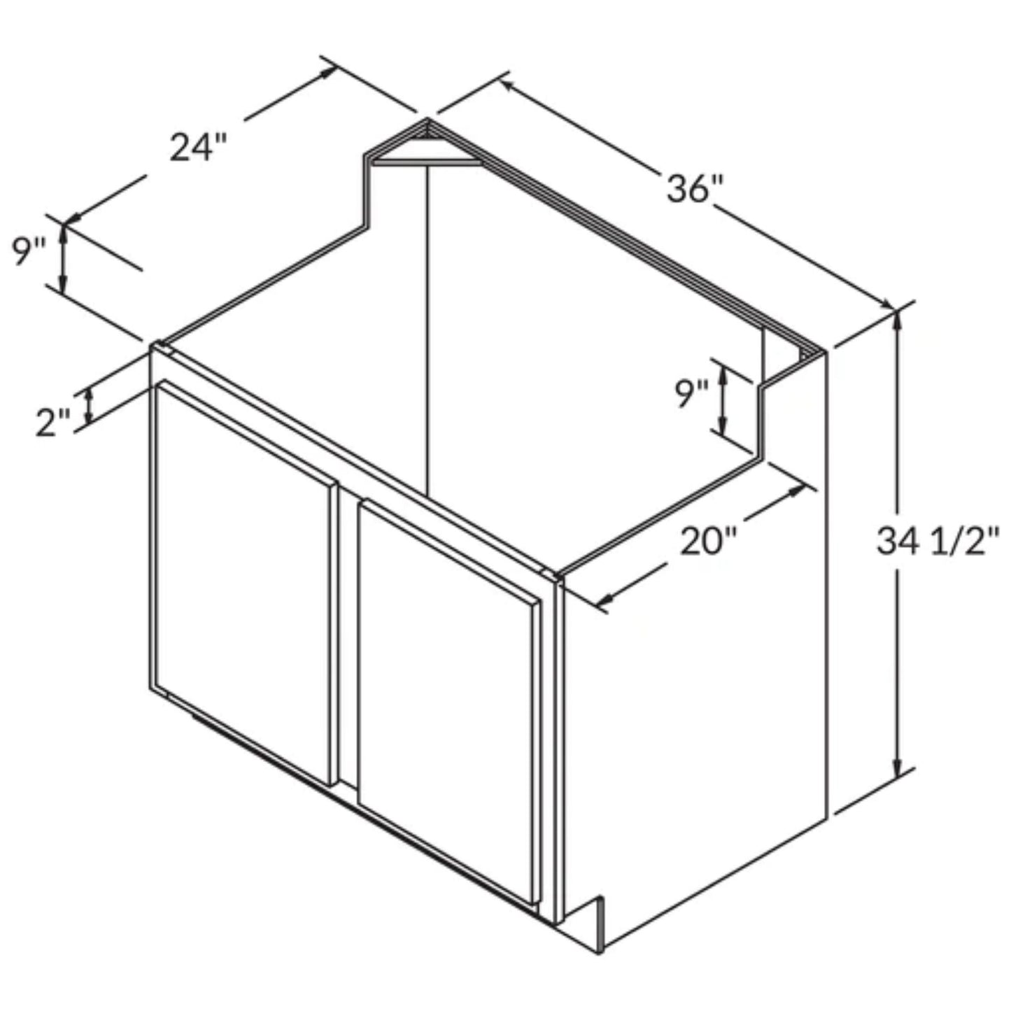 LessCare 36" Danbury Blue Farmhouse Sink Base Cabinet - SBF36