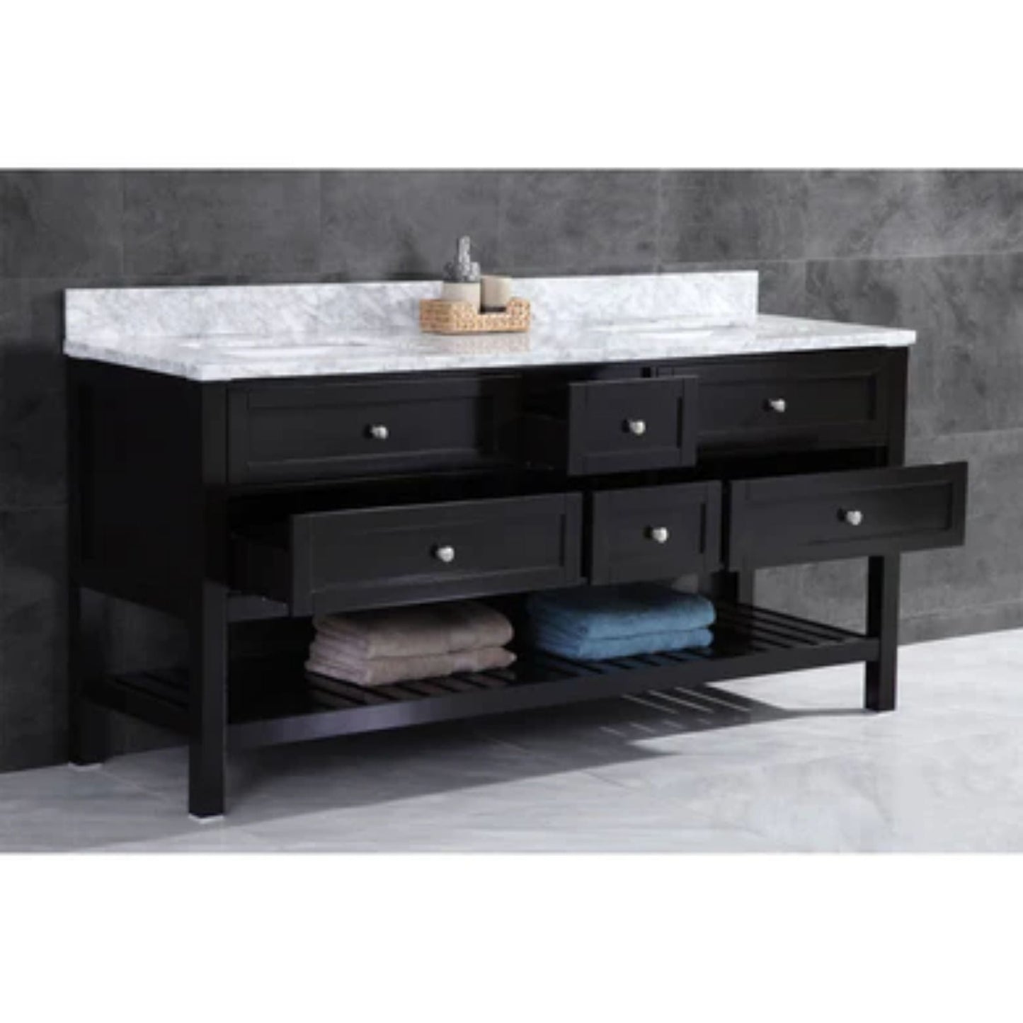 LessCare 59" Espresso Vanity Cabinet Set