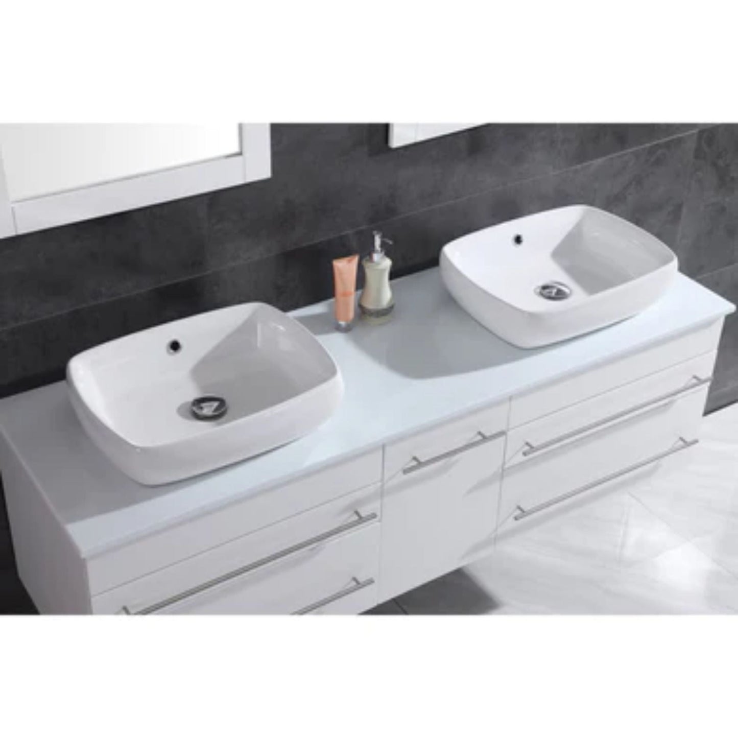 LessCare 60" White Vanity Cabinet Modern