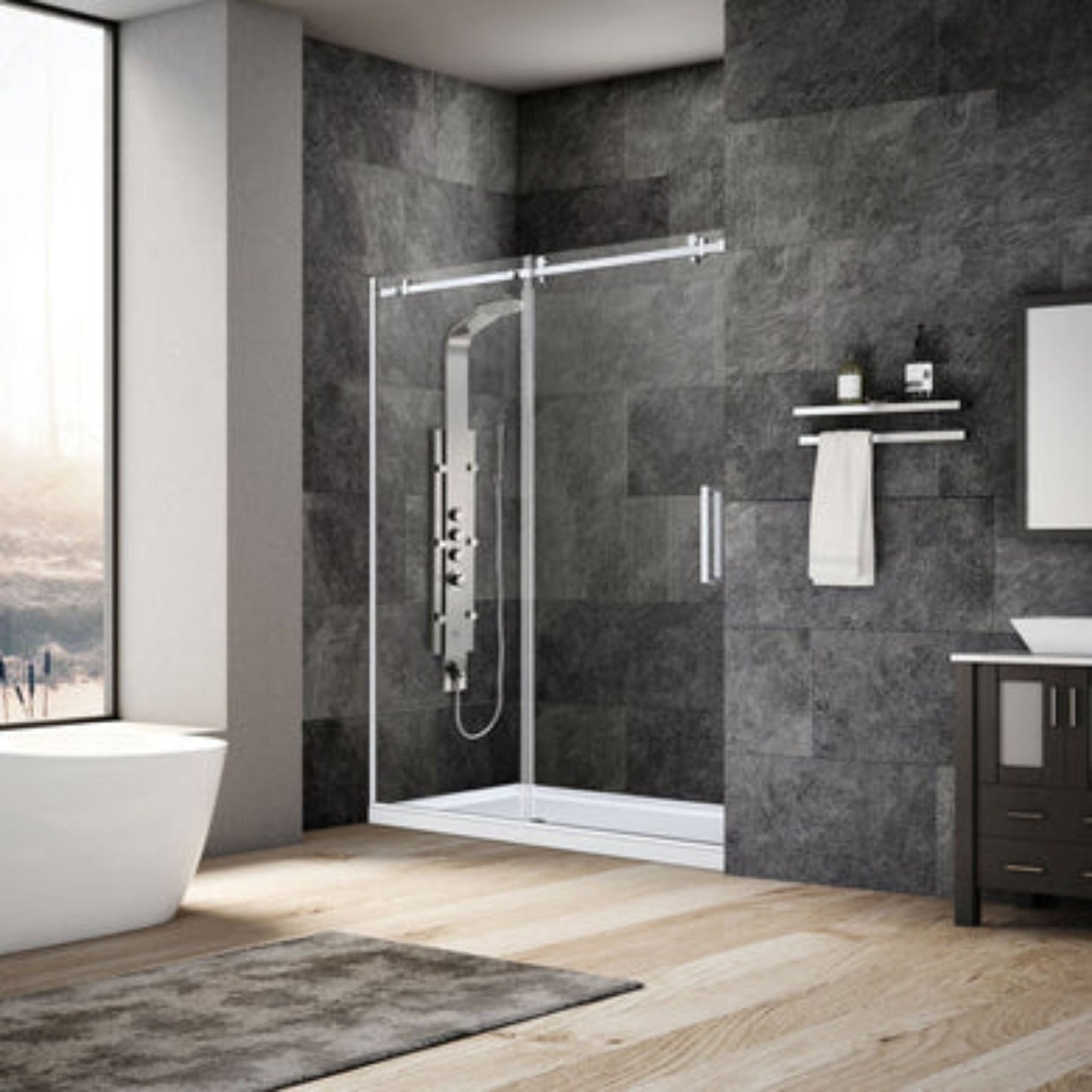 LessCare Ultra-B 44-48" x 76" Chrome Sliding Shower Door