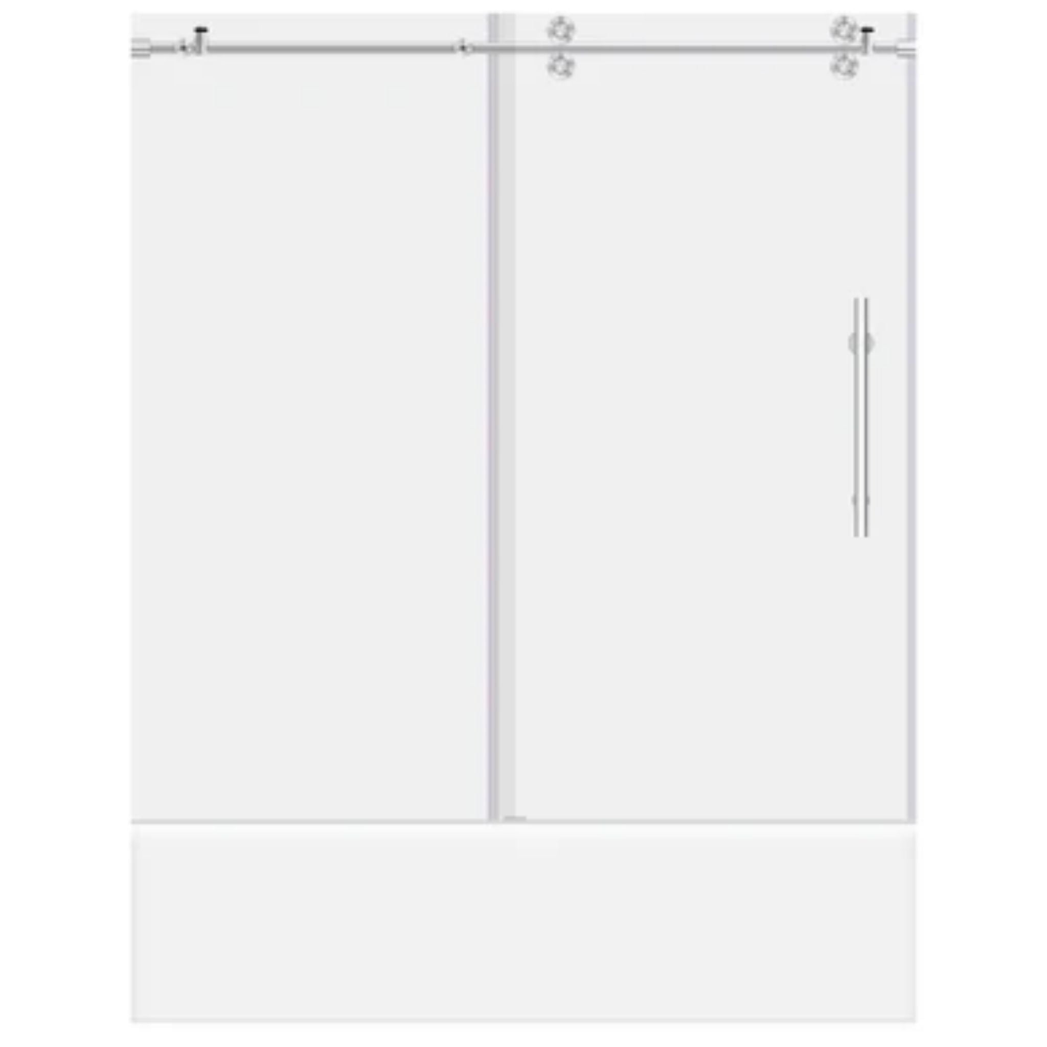 62 x 60 inch Frameless Sliding Tub Door in Brushed Nickel