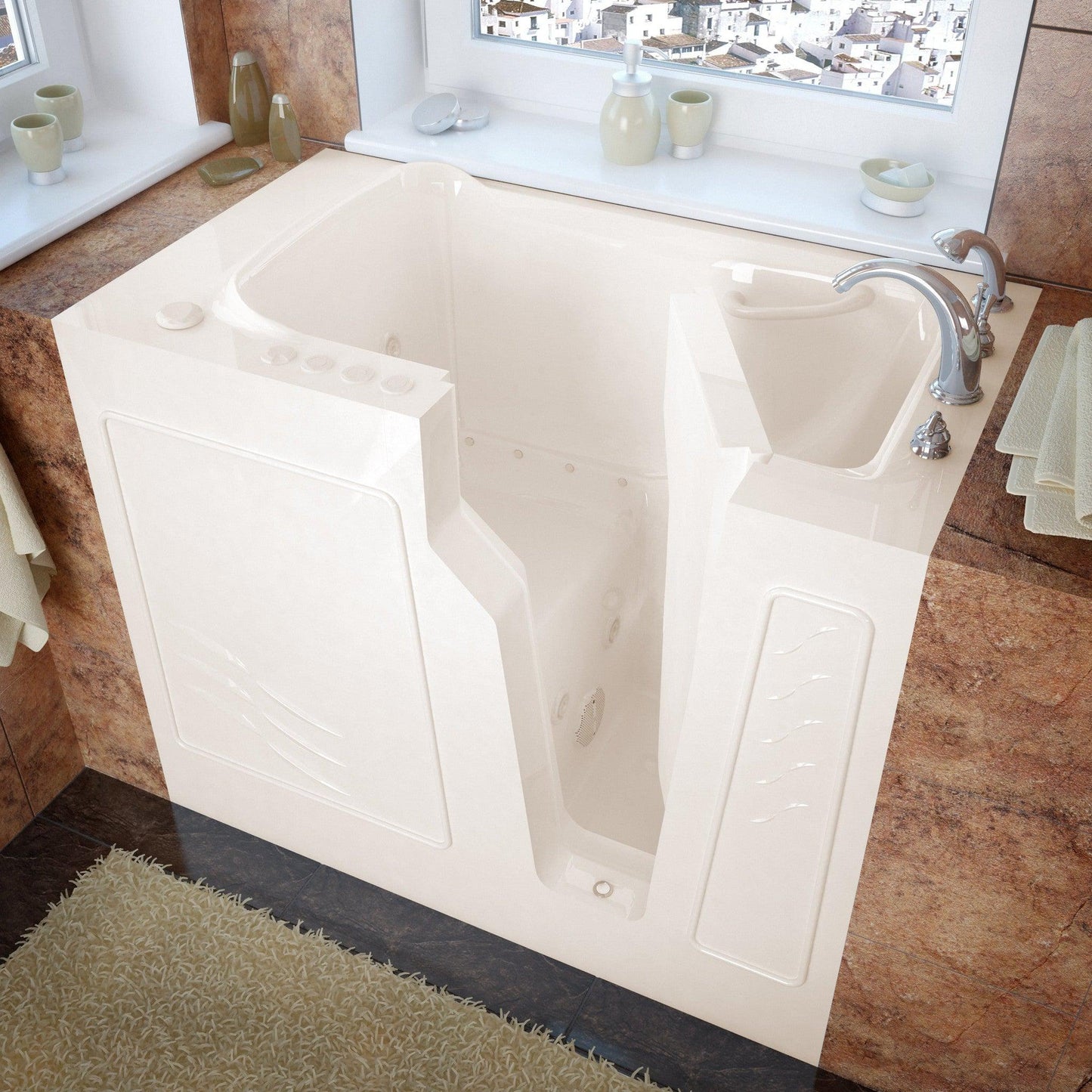 MediTub Walk-In 26" x 46" Right Drain Biscuit Whirlpool & Air Jetted Walk-In Bathtub