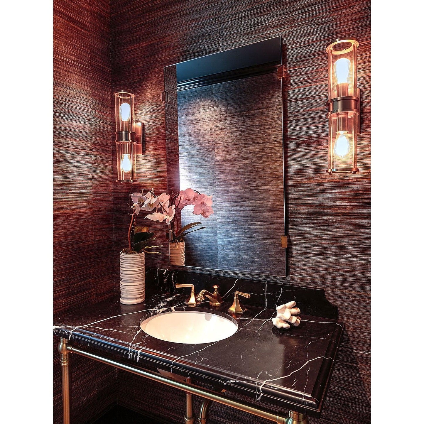 Mirror Home 24" x 40"Rectangle bathroom mirror with hand cut and black nickel details.