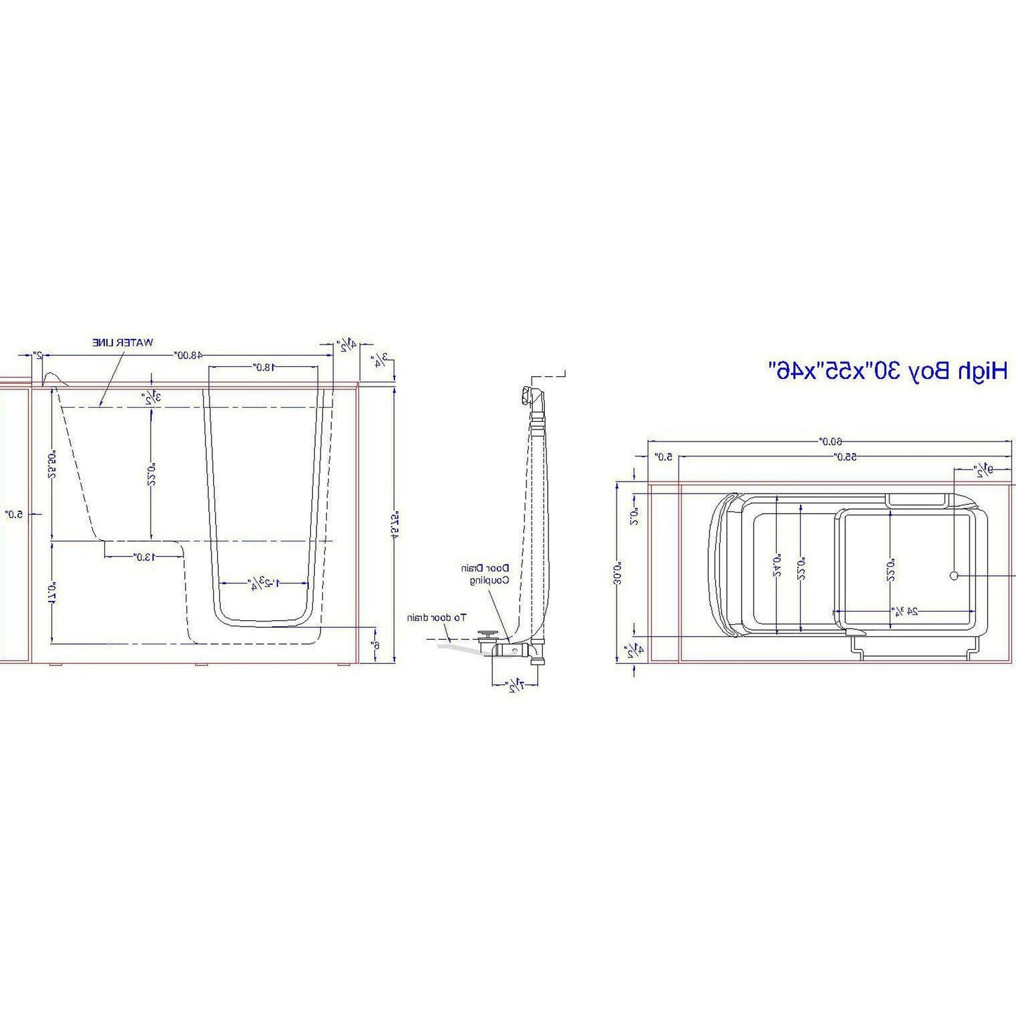 Mobility Bathworks 30"W x 55"L x 46"H Walk-In Right Hand Air Jetted Tub - White