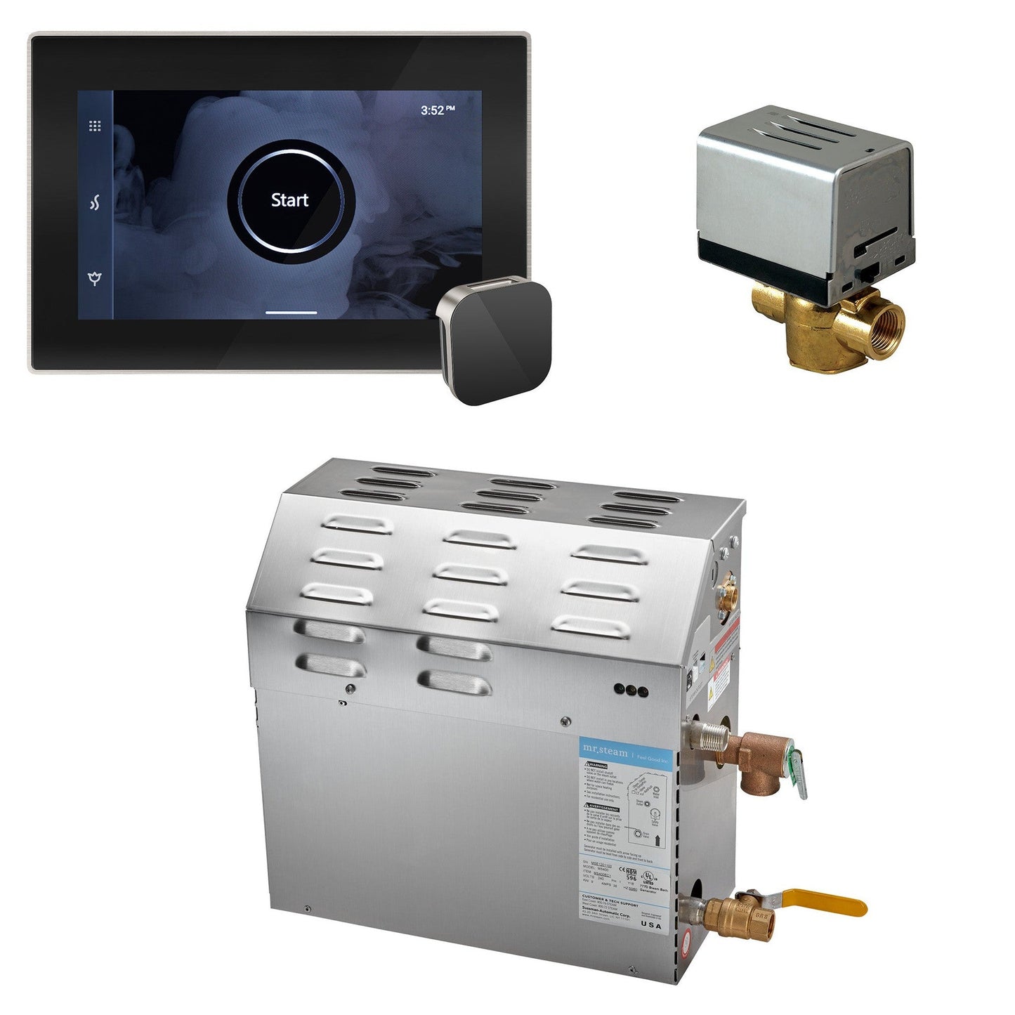 MrSteam MS (iSteamX) 24" 6 kW (6000 W) Steam Shower Generator Package with iSteamX Control in Black Brushed Nickel