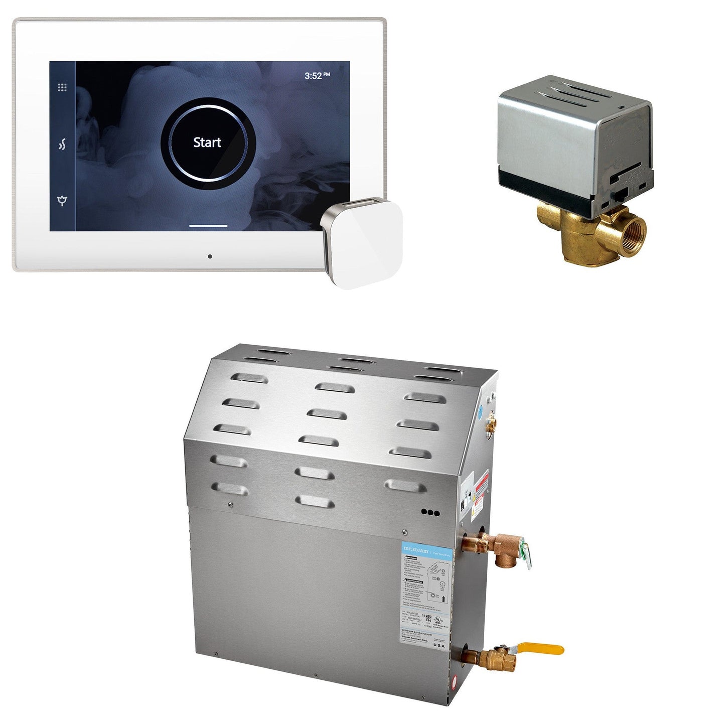 MrSteam Super (iSteamX) 23" 10 kW (10000 W) Steam Shower Generator Package with iSteamX Control in White Brushed Nickel