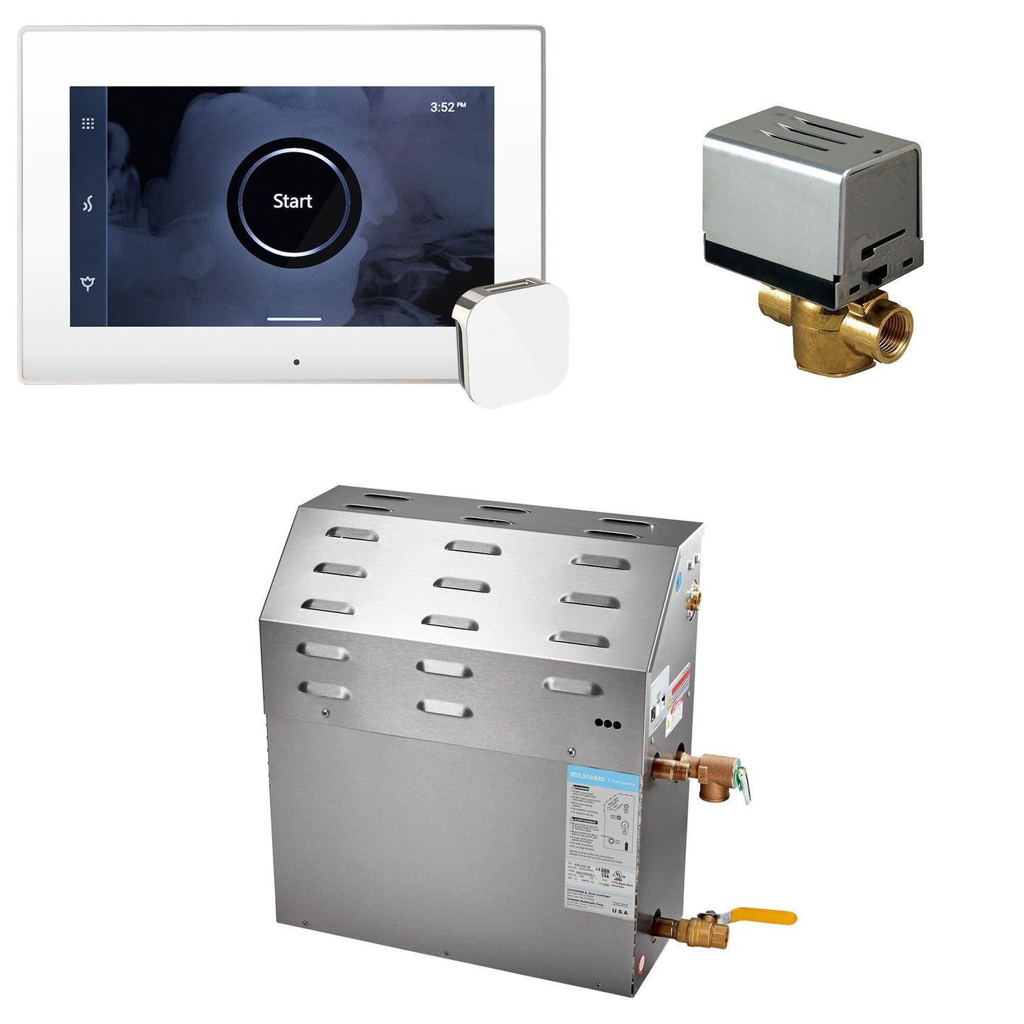 MrSteam Super (iSteamX) 23" 15 kW (15000 W) Steam Shower Generator Package with iSteamX Control in White Polished Nickel