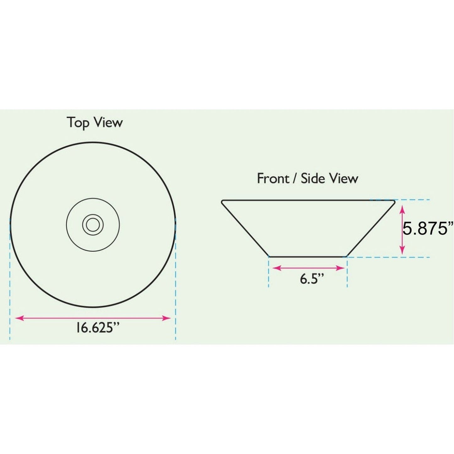 Nantucket Sinks Brant Point 17" Round Low-Profile Porcelain Enamel Glazed White Ceramic Vessel Sink