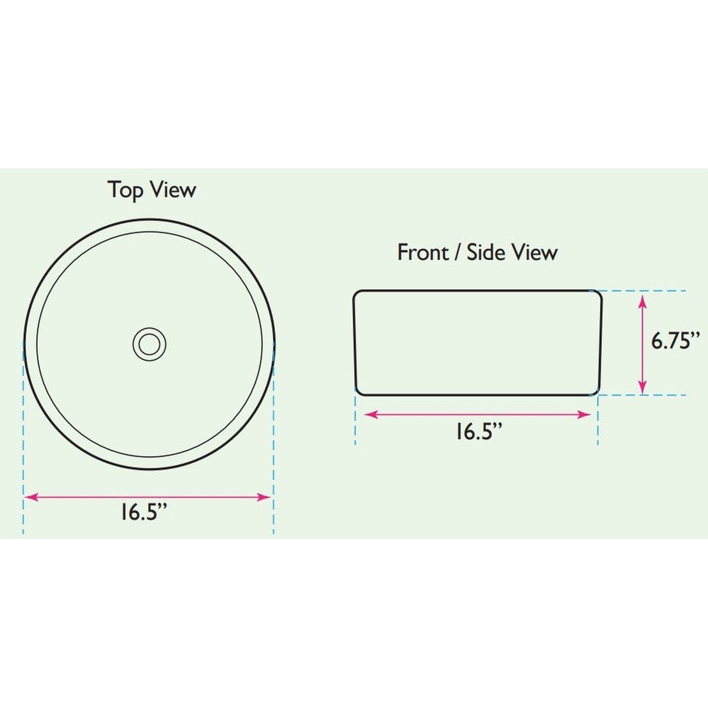 Nantucket Sinks Brant Point 17" Round Porcelain Enamel Glazed White Ceramic Vessel Sink With Overflow