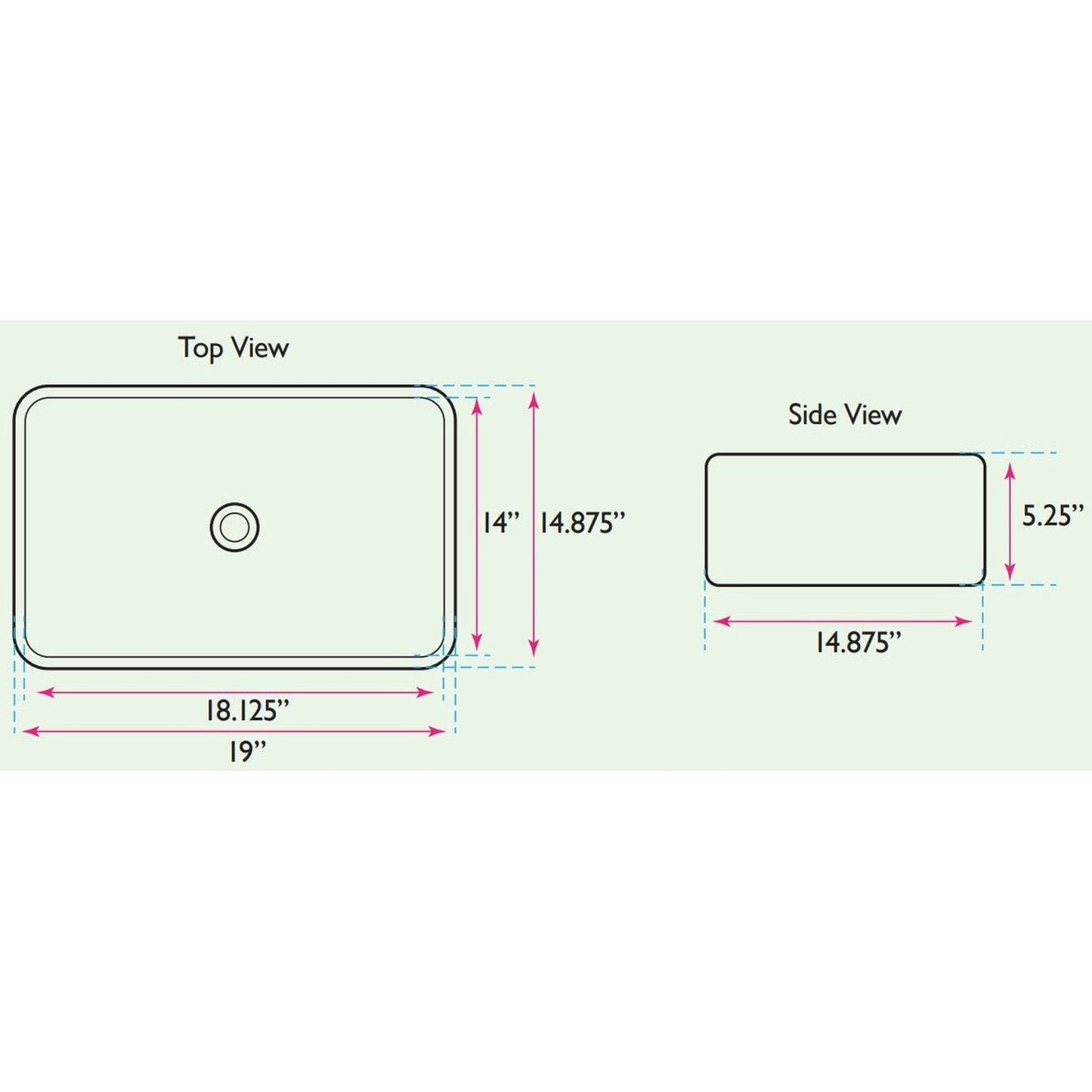 Nantucket Sinks Brant Point 19" W x 15" D Rectangular Porcelain Enamel Glazed White Ceramic Vessel Sink