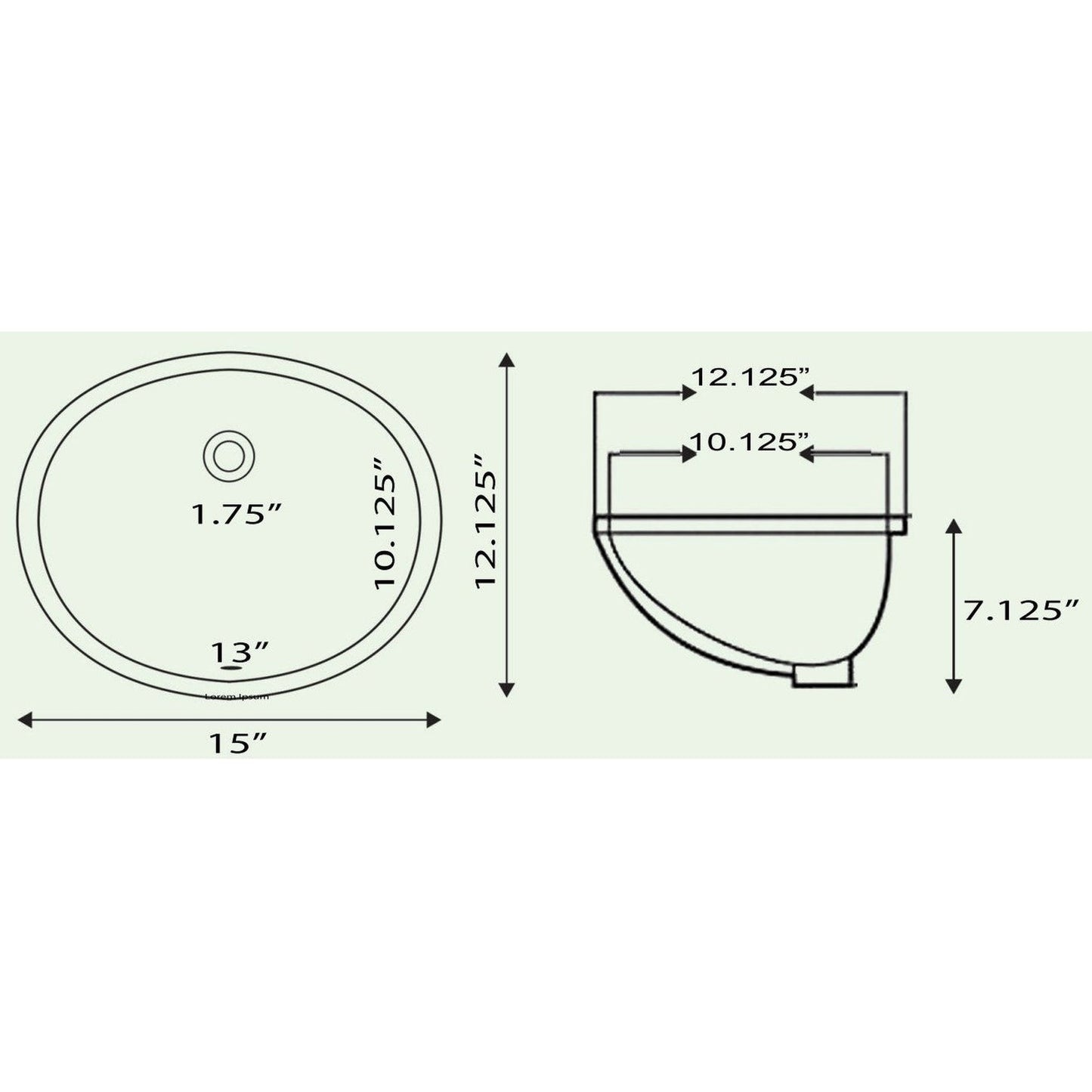 Nantucket Sinks Great Point 13" W x 10" D Oval Glazed Bottom Undermount White Ceramic Vanity Sink