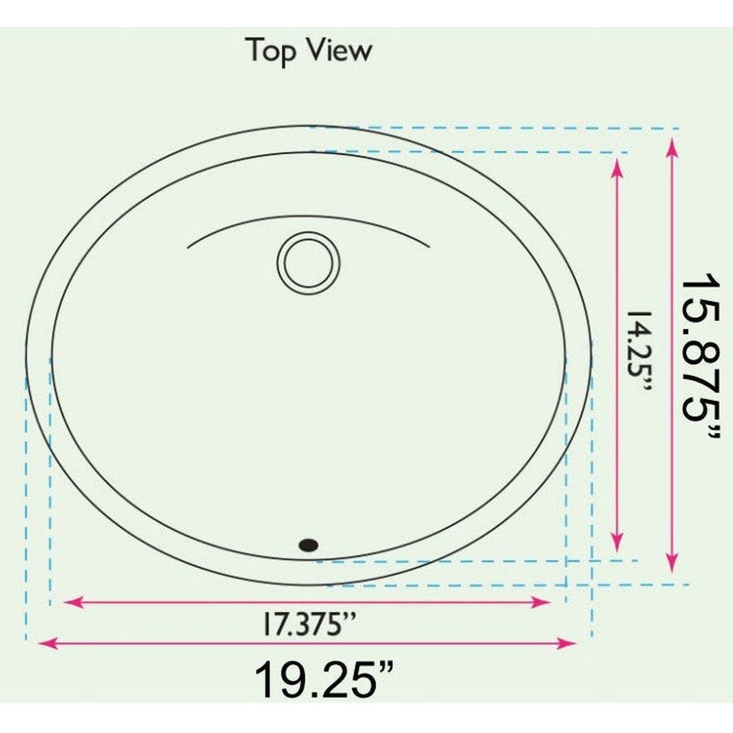 Nantucket Sinks Great Point 17" W x 14" D Oval Glazed Bottom Undermount White Ceramic Vanity Sink With Overflow