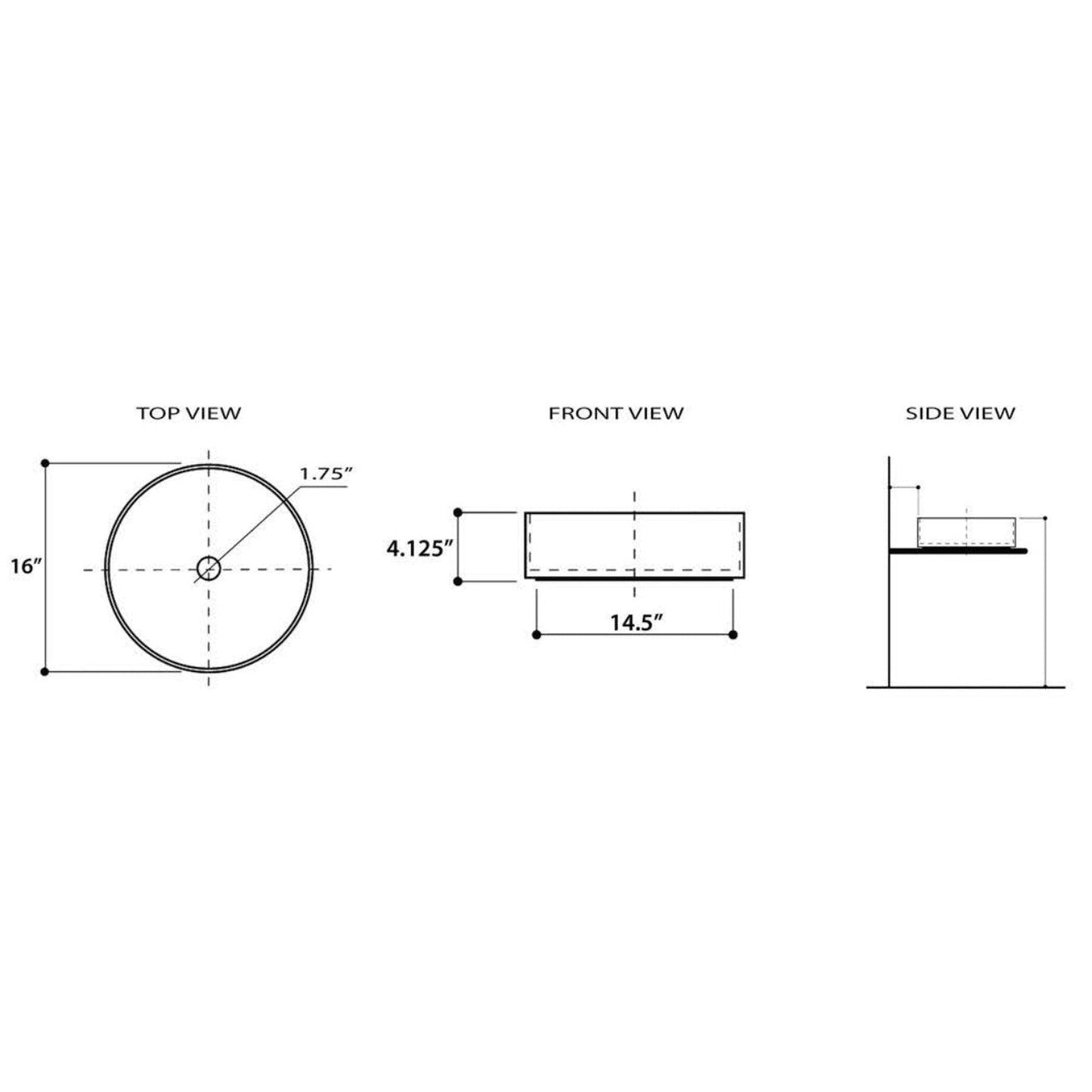 Nantucket Sinks Regatta 15" Kiel Italian Fireclay Round Glazed White Vessel Sink