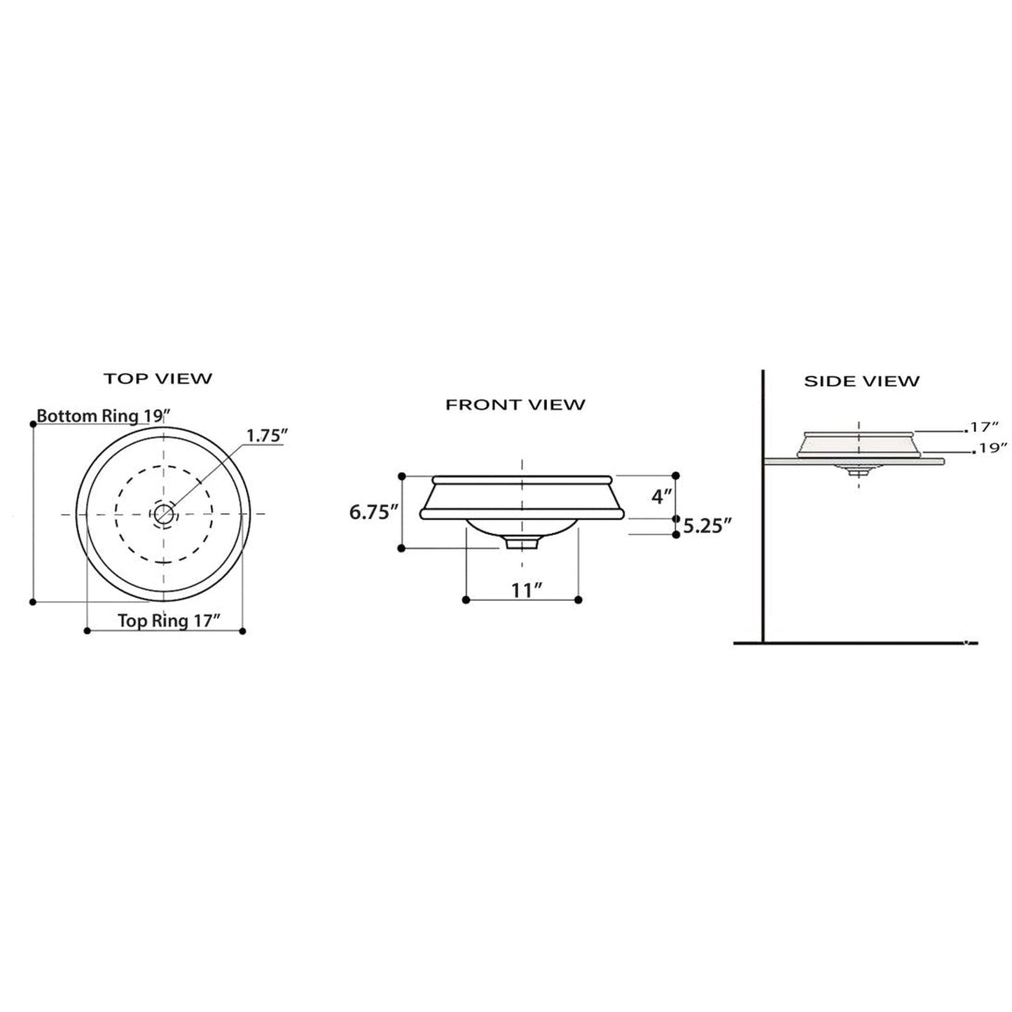 Nantucket Sinks Regatta 17" St. Bart Italian Fireclay Round Glazed White Gold Semi Recessed Vanity Sink