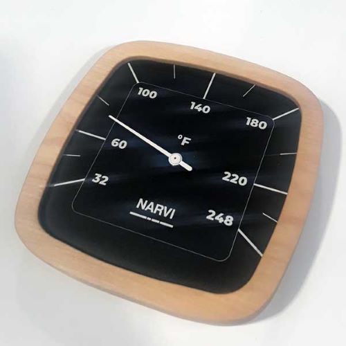 Narvi Fahrenheit Thermometer Black With Bamboo Frame