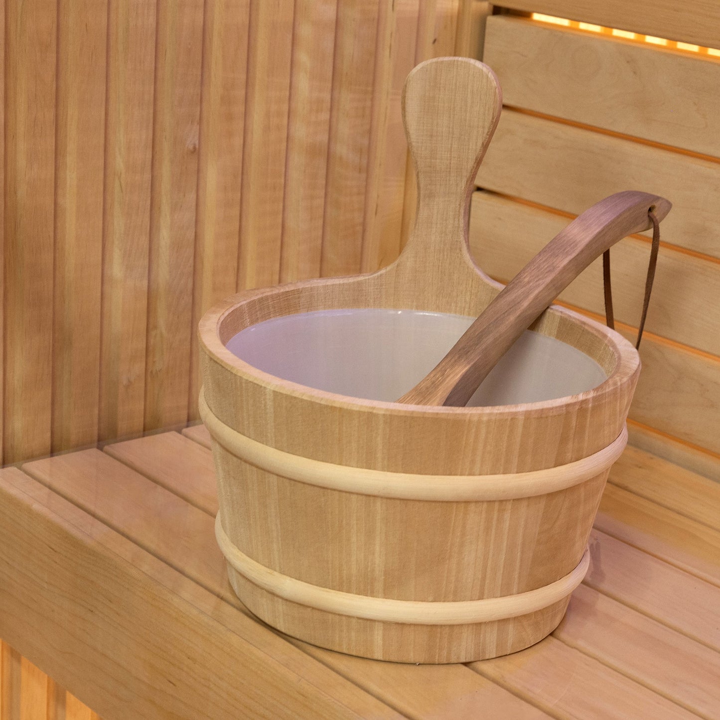 PROSAUNAS 4-Liter Lined Wood Sauna Bucket With Thermo-Aspen Frame