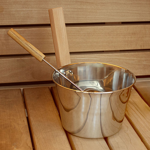 PROSAUNAS Stainless 1G Stainless Steel Sauna Bucket with Ladle