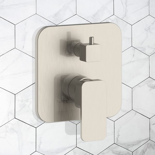 PULSE ShowerSpas Tru-Temp Brushed Nickel Square Trim Two Way Diverter Valve