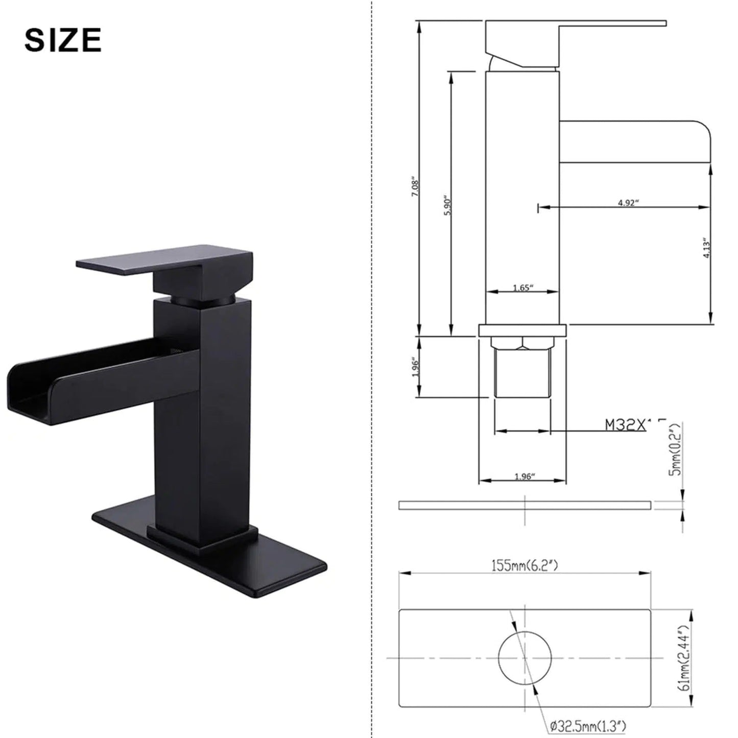 RBROHANT RB0758 Single Hole Black Solid Brass Deck Mounted Bathroom Faucet