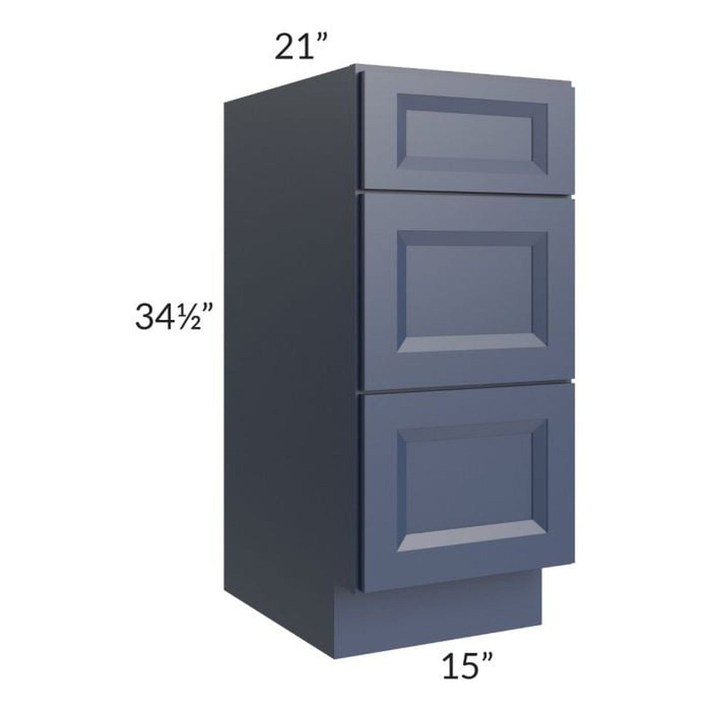 RTA Bayville Blue 15" 3-Drawer Vanity Base Cabinet