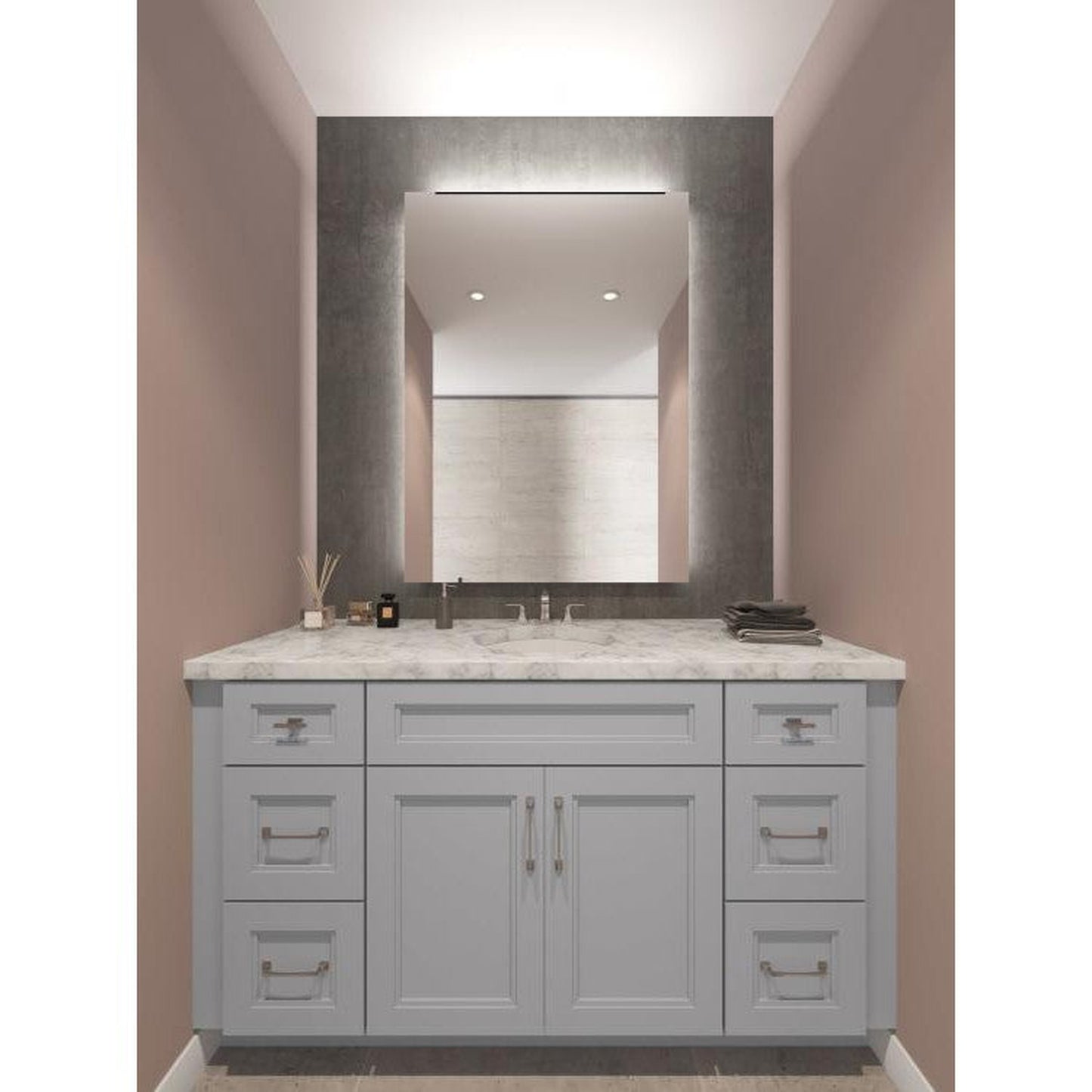RTA Charlotte Grey 60" x 21" Vanity Sink Base with 1 Decorative End Panel FA6021D-SG + 1 DEP