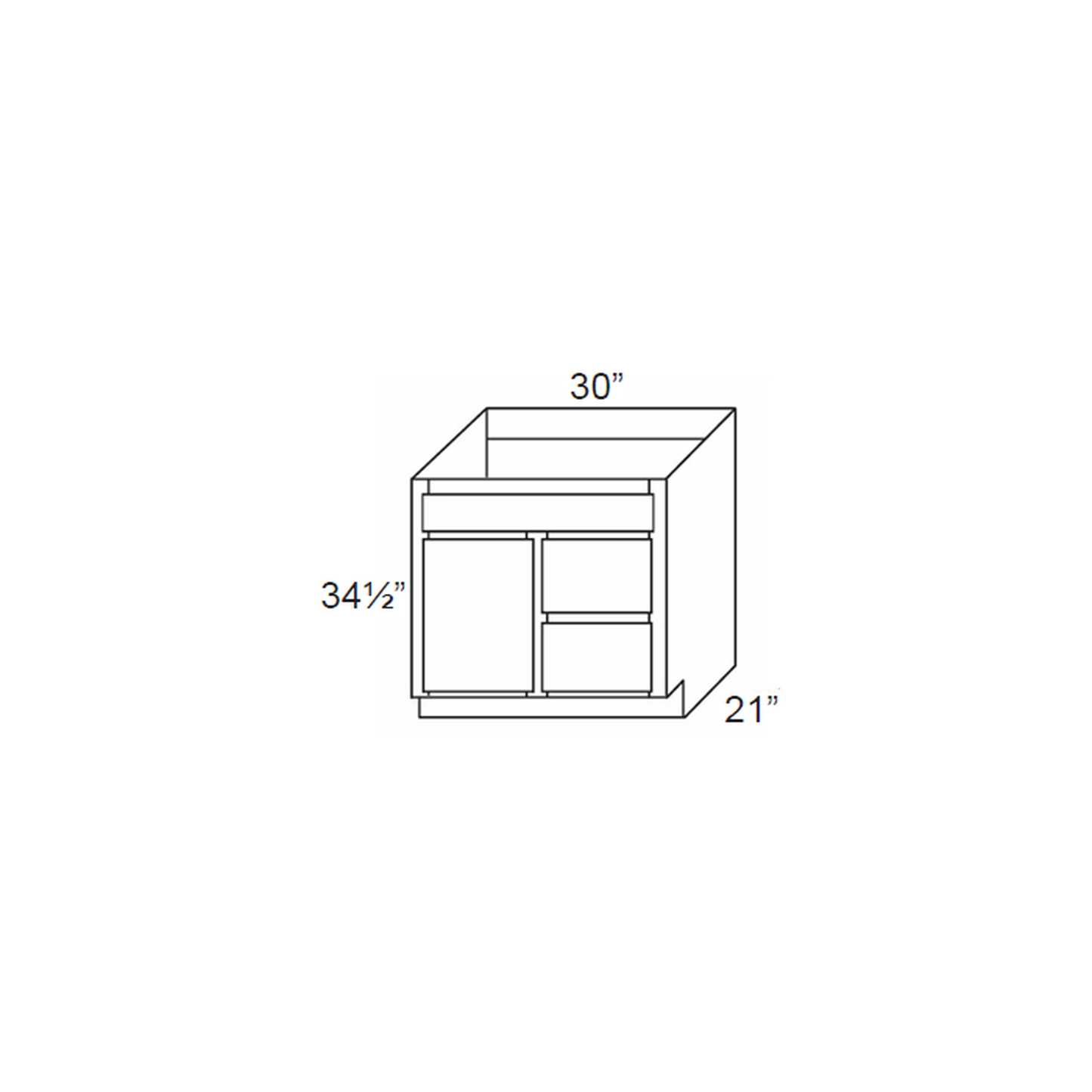 RTA Dakota White 30" Bathroom Vanity (Door on Right)